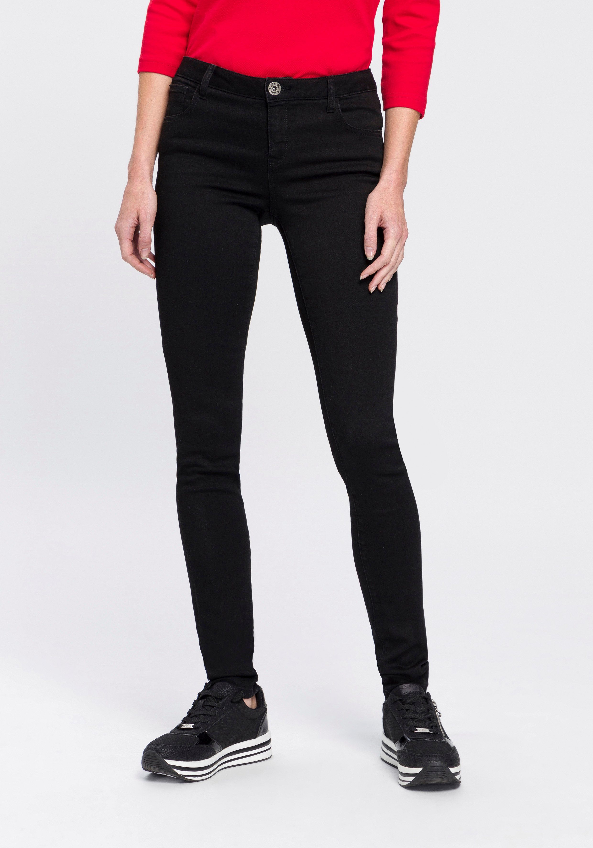 Arizona Skinny-fit-Jeans black Waist Mid Ultra-Stretch