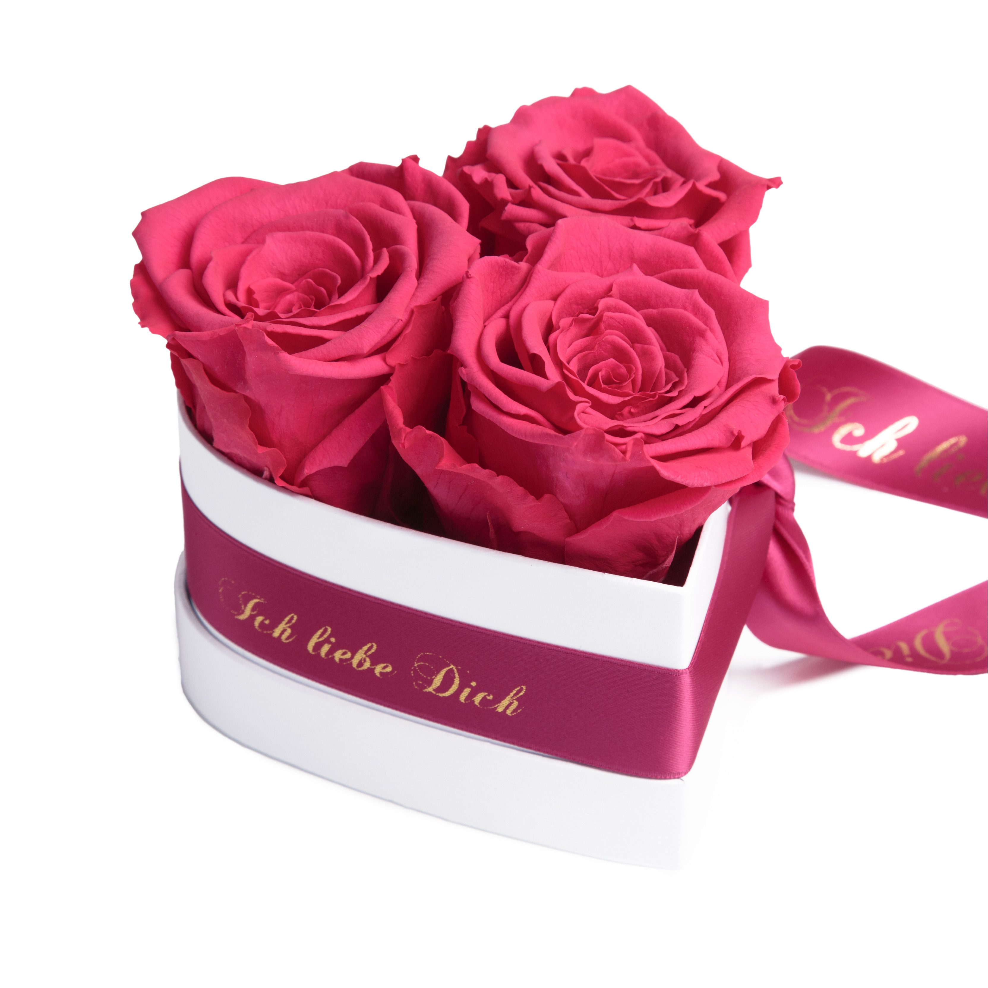 Kunstblume Rosenbox Herz 3 infinity Rosen Ich liebe Dich Geschenk für Sie Rose, ROSEMARIE SCHULZ Heidelberg, Höhe 10 cm, Liebesbeweis Valentinstag, Made in Germany