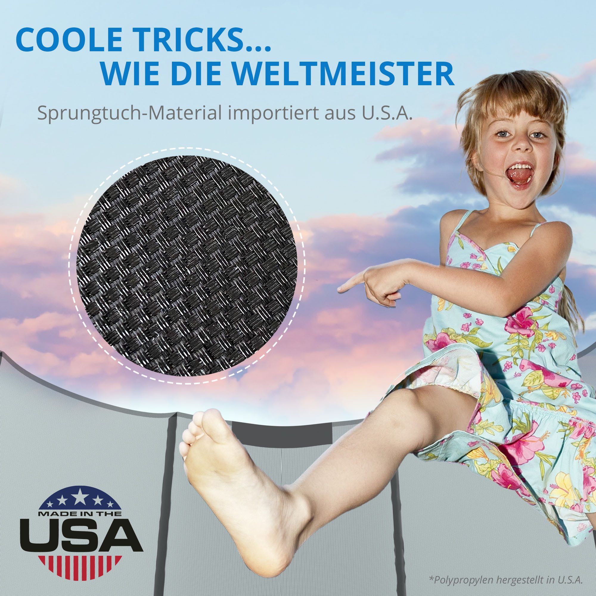 Kinetic Sports Gartentrampolin SALTO, Ø 244 cm, Kindertrampolin Set mit Sicherheitsnetz, USA Sprungtuch, Leiter – Bild 5 von 5