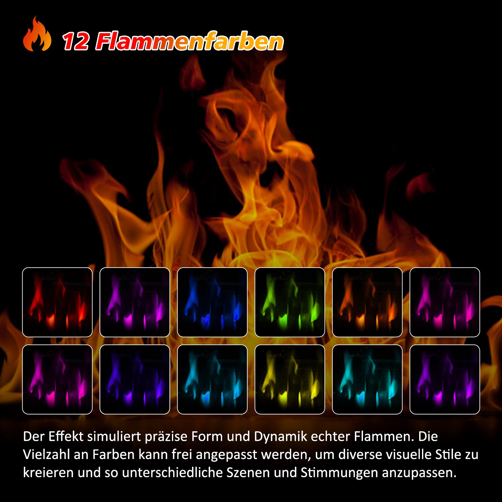 HOMAVO Elektrokamin mit Schrank, 23" 1000W/2000W Heizung, 3D-Flammeneffekt, Schrankgröße: 70 x 30 x 80cm, Fernbedienung, Timer