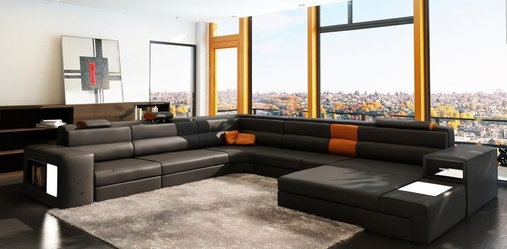 Xlmoebel Wohnlandschaft Ecksofa Landau SO aus Leder/Textil mit modernem Design und Muster