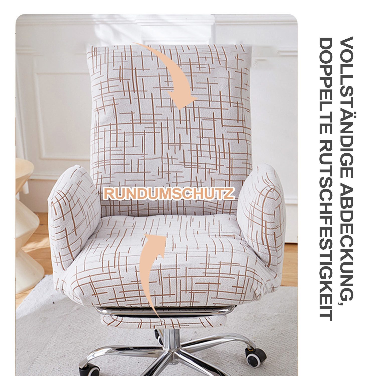 Refttenw Stuhlhusse Bürostuhlbezug,Elastischer Stuhlüberzug,Schutzbezug,mit Fußhockerbezug