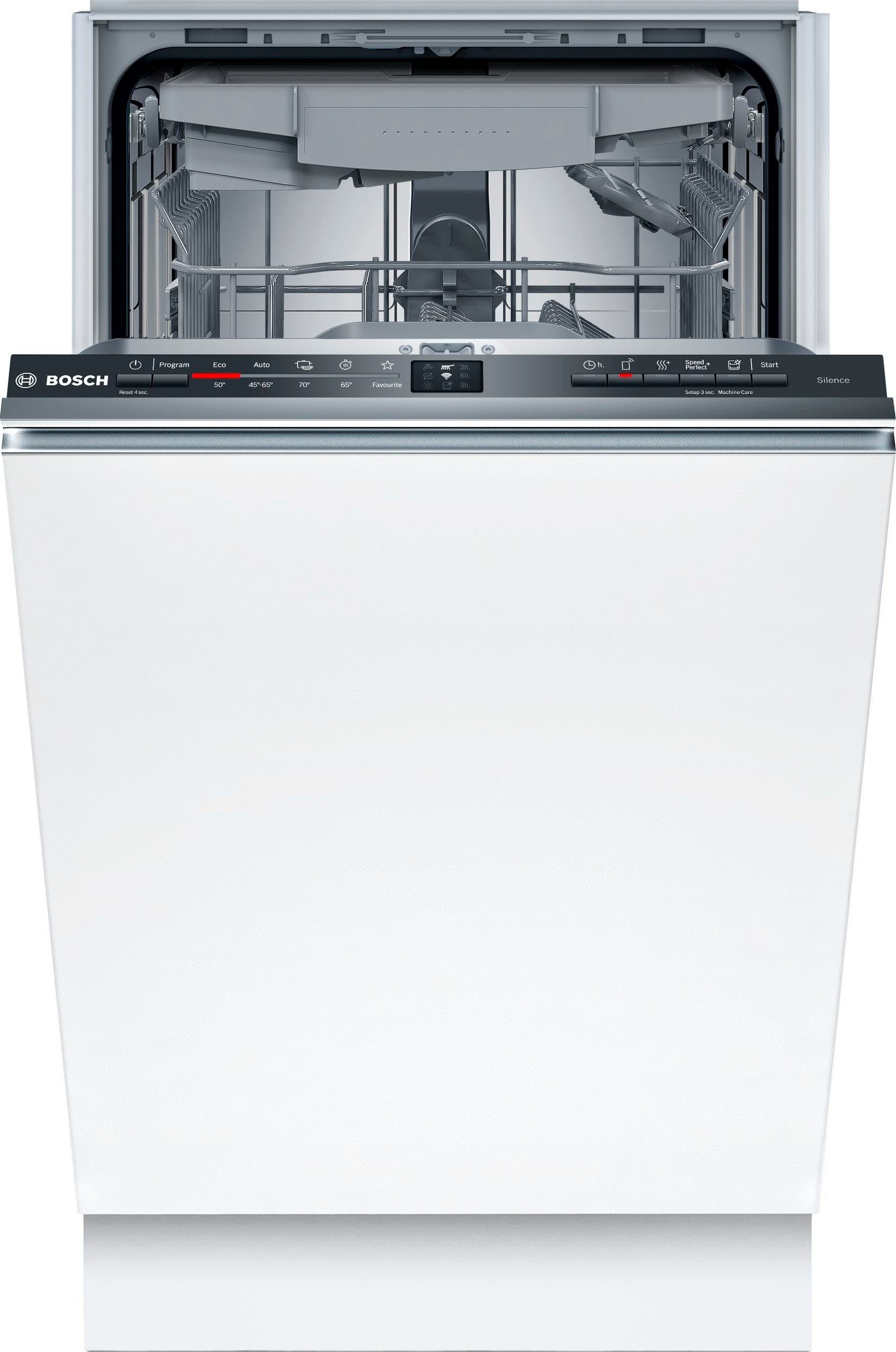 BOSCH vollintegrierbarer Geschirrspüler Serie 2 SPV2HMX42E, 10 Maßgedecke, Info Light- Erlischt am Ende des Spülvorgangs, 2 Sprüharme im Oberkorb