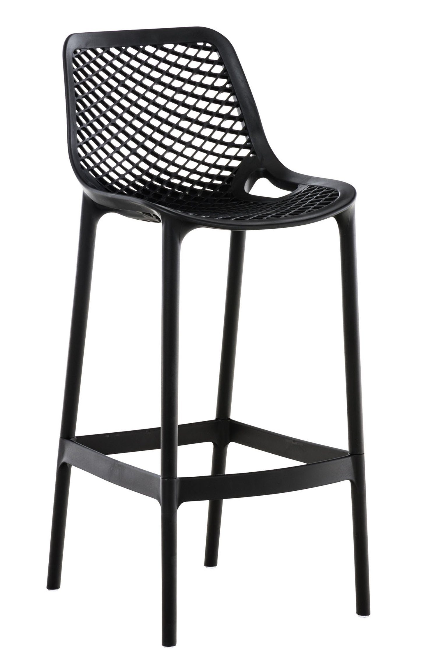 TPFLiving Barhocker Air (mit angenehmer Fußstütze - Hocker für Theke & Küche), Gestell Kunststoff - Sitzfläche: Kunststoff Schwarz