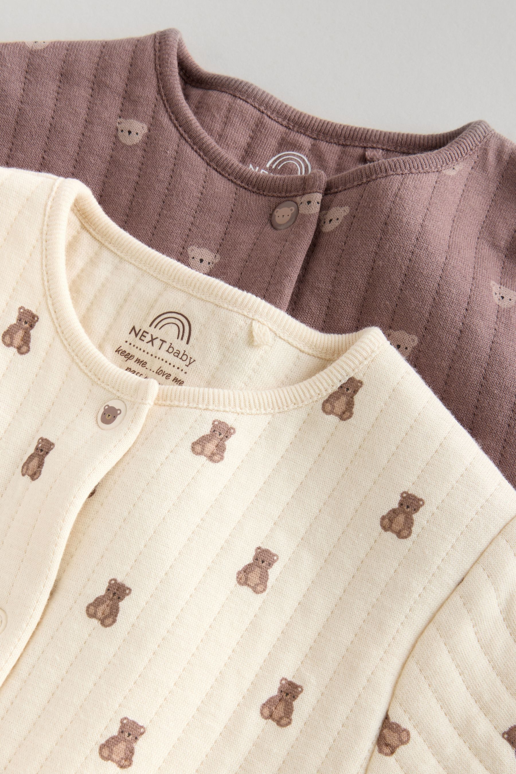 Next Schlafoverall 2er-Pack Gesteppte Baby-Schlafanzüge, Bär (2-tlg)