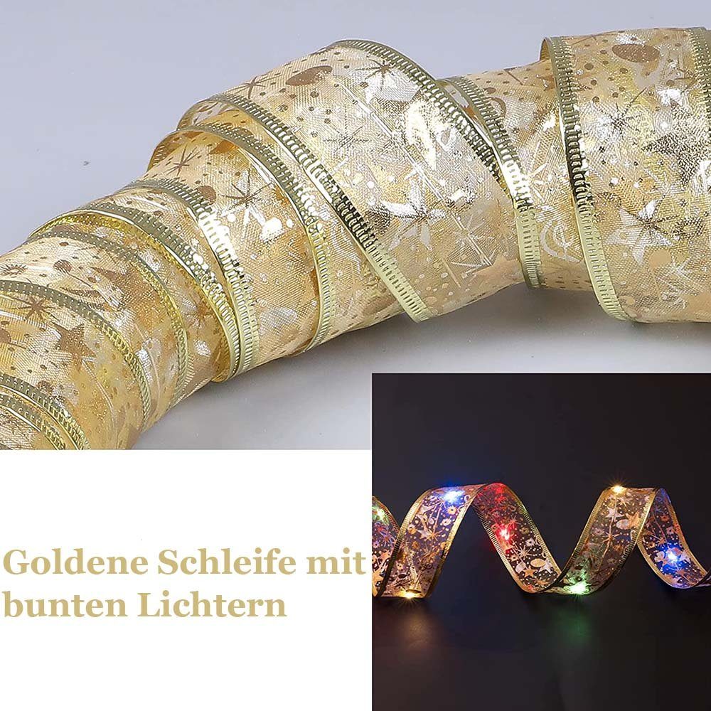 (mehrfarbig) wasserdicht, Rosnek Schleife, batterie, Weihnachtsbaum Kupferdraht Gold Deko, für Party LED-Lichterkette