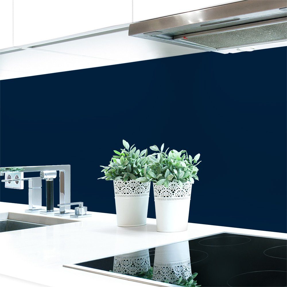 DRUCK-EXPERT Küchenrückwand Küchenrückwand Blautöne Unifarben Premium Hart-PVC 0,4 mm selbstklebend Saphirblau ~ RAL 5003