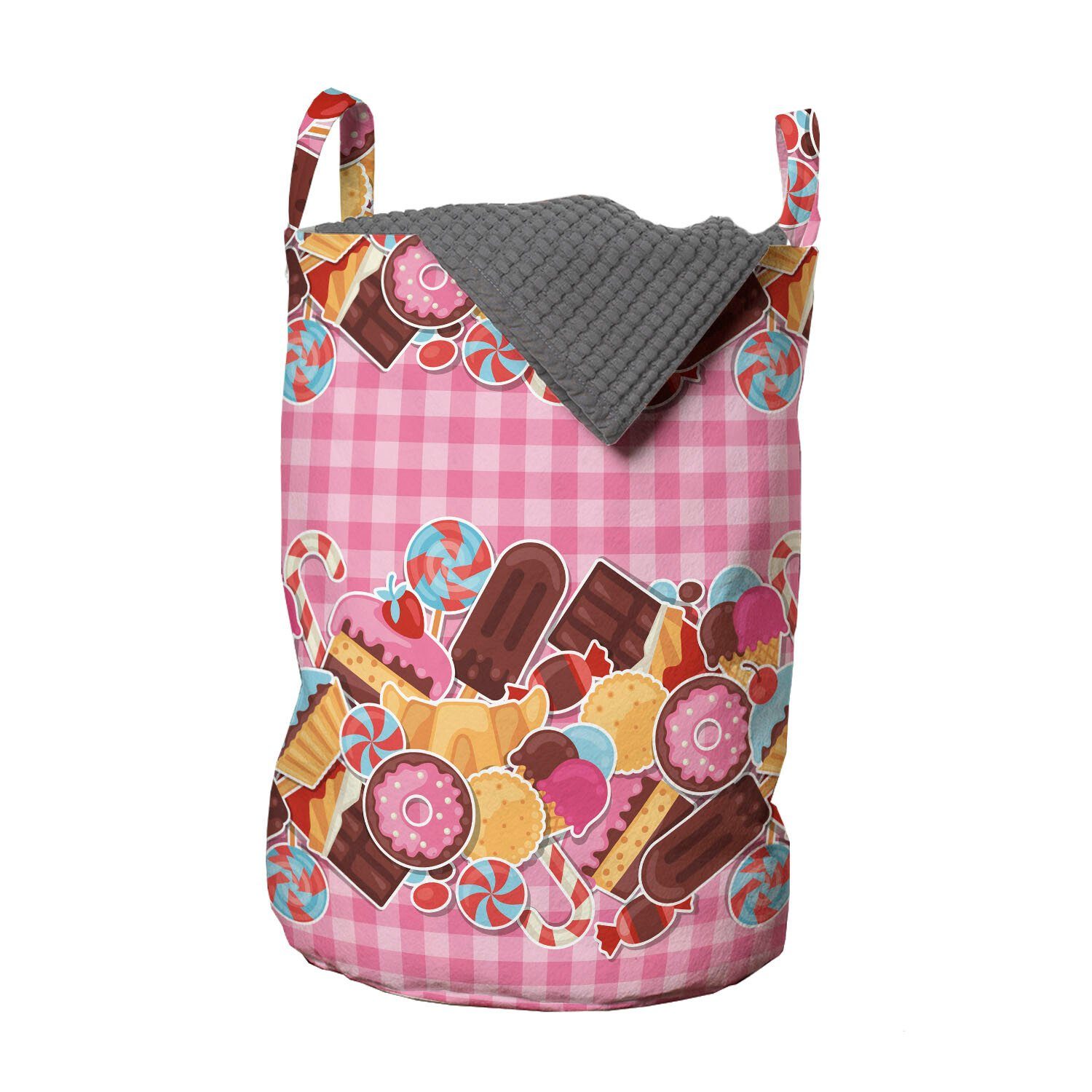 Abakuhaus Wäschesäckchen Wäschekorb mit Griffen Kordelzugverschluss für Waschsalons, Süss Süßigkeit Keks Zuckerkuchen