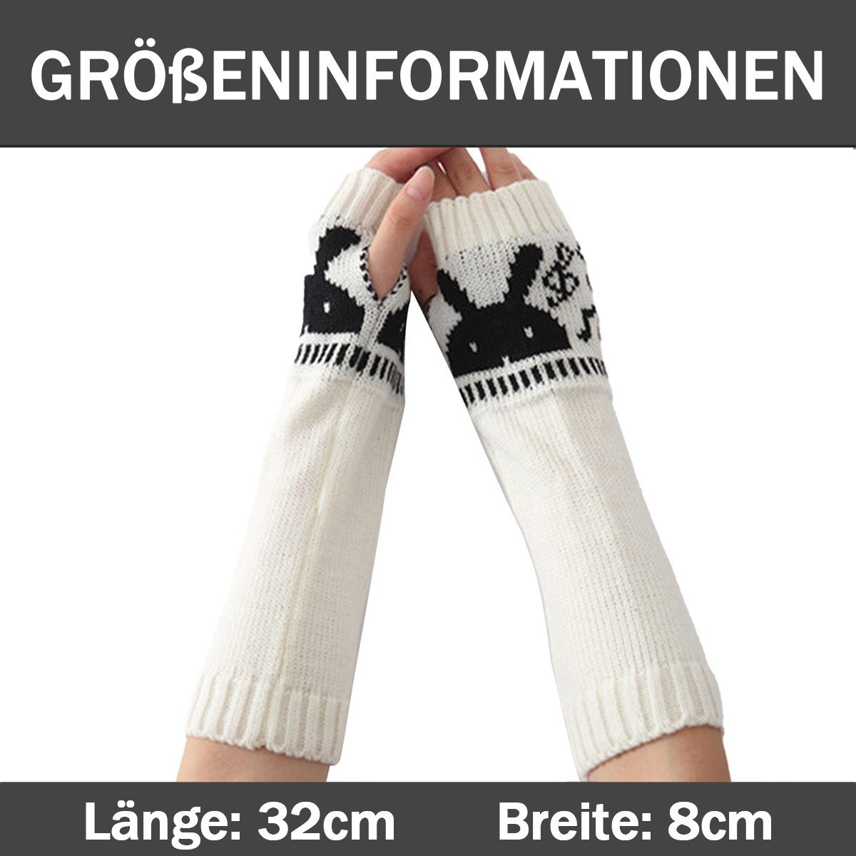 Jormftte Strickhandschuhe Gestrickte Handschuhe für Herren Weiß und Armstulpen Damen Lange Winter