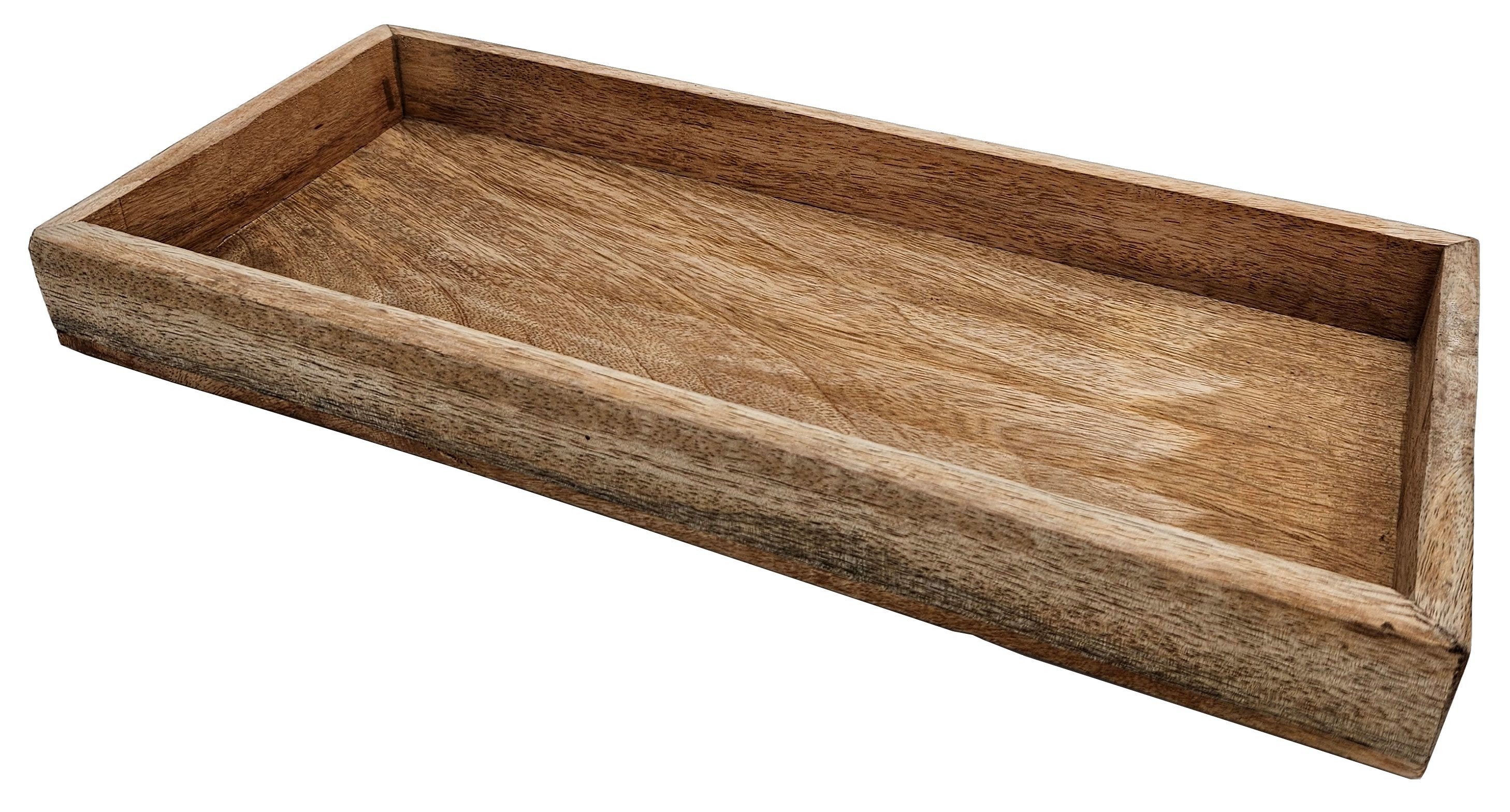Meinposten Dekotablett Tablett Mangoholz Dekotablett Holztablett 40 x 18 cm (1 St)
