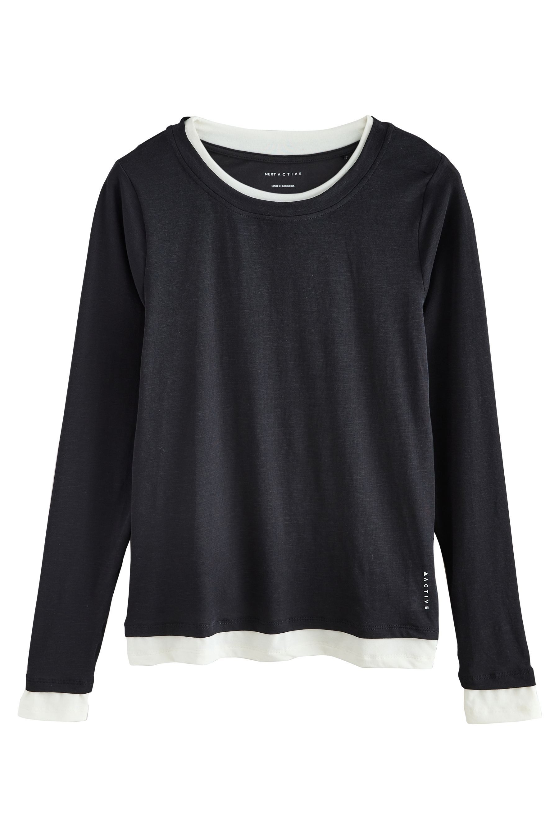 Next T-Shirt Doppellagiges Active Langarmshirt mit Rundhals (1-tlg)