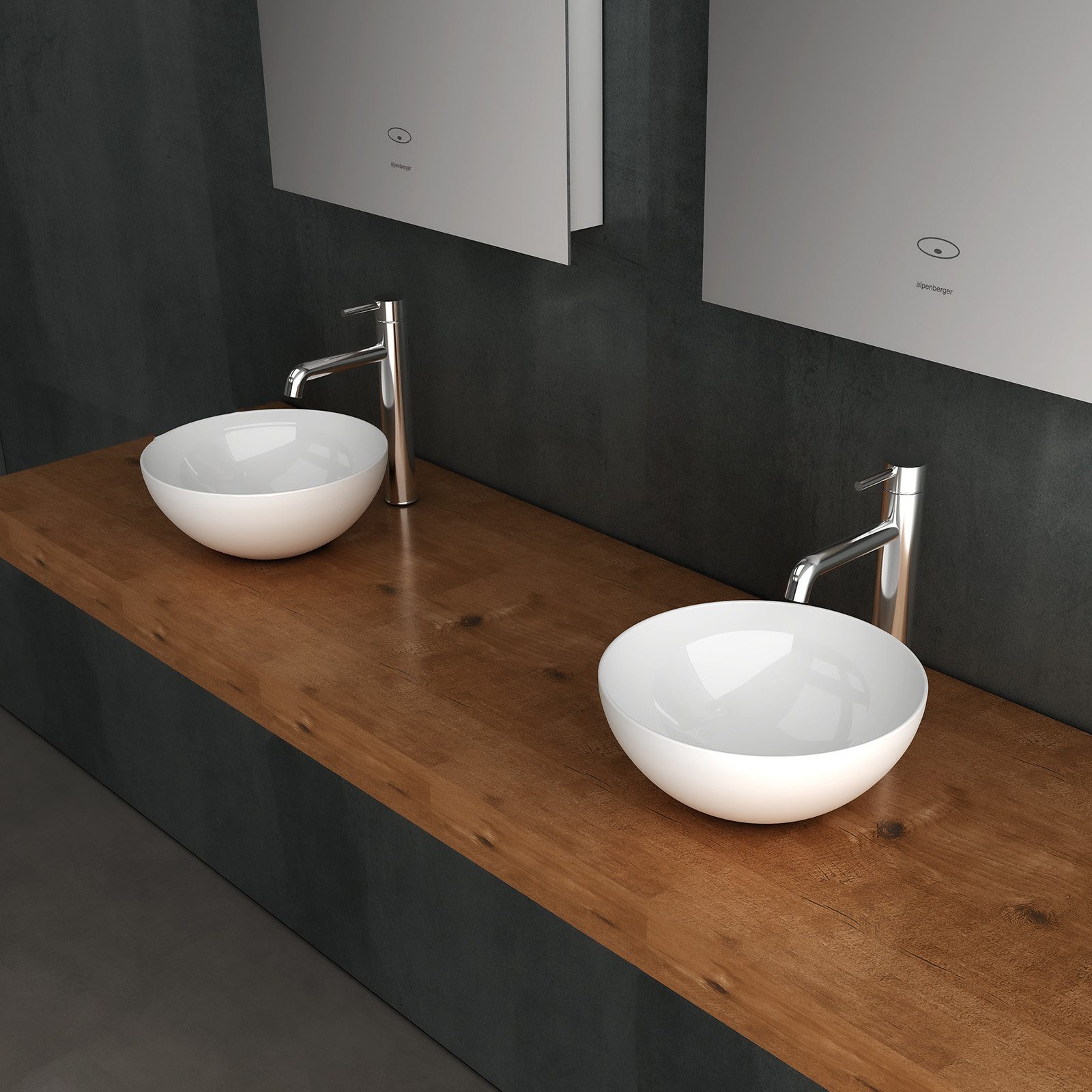 Alpenberger Aufsatzwaschbecken Gäste WC Waschbecken Klein - Waschschale Rund, Waschschüssel (Keramik Handwaschbecken, Aufsatzbecken mit Nano), Miniwaschbecken S – Bild 4 von 5