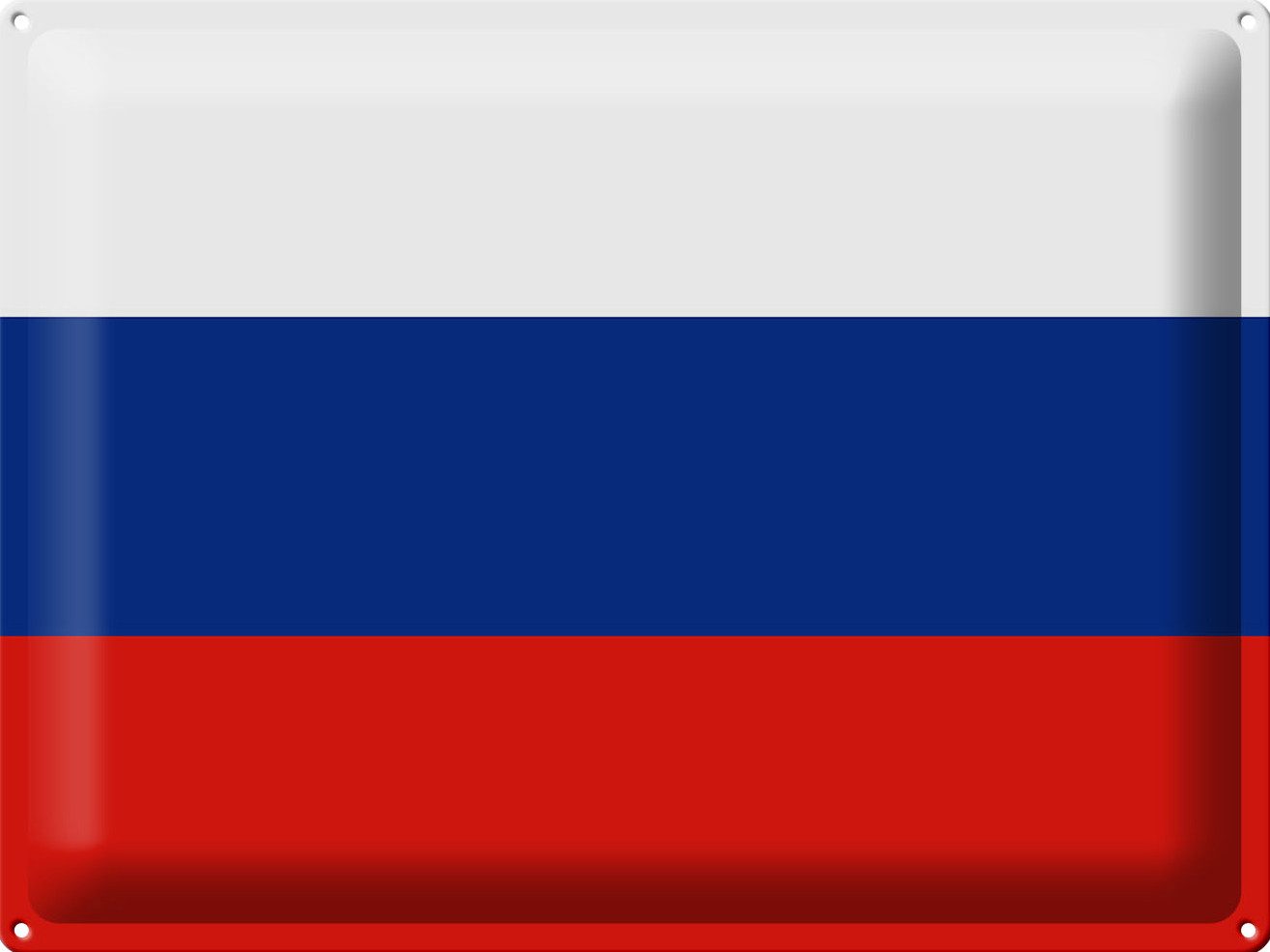 Femer GmbH Metallschild Flagge Russland 40x30cm Flag of Russia, (1 St), gewölbte Oberfläche, abgerundete Ecken, umgeschlagene Kanten
