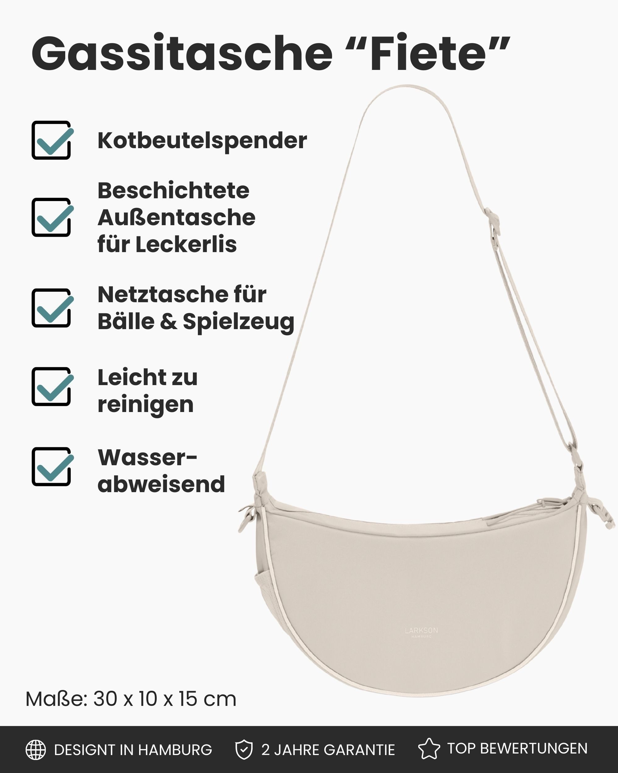 LARKSON Leckerlibeutel Fiete Half Moon Gassi Tasche (1-tlg), Halbmondtasche für Gassi gehen mit Hund, Wasserabweisend