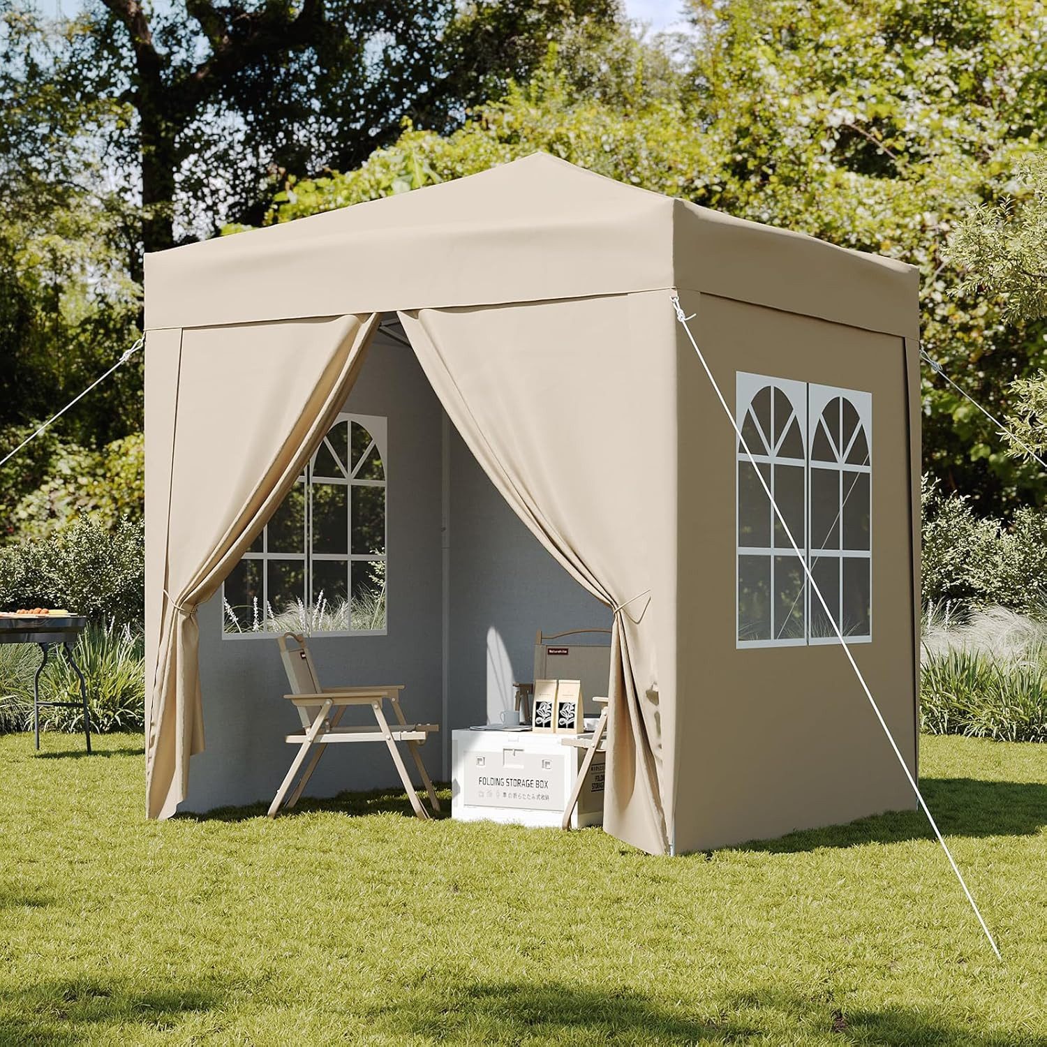 AOXUN Pavillon 2x2m Wasserdicht mit 4 Seitenwänden,Grau, für individuell anpassbare Belüftung, in drei Höhen verstellbar