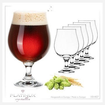 PLATINUX Bierglas Bierpokale, Crystalline Glas, 500ml (max. 660ml) Set 6-Teilig Biergläser Bierkelche Biertulpen