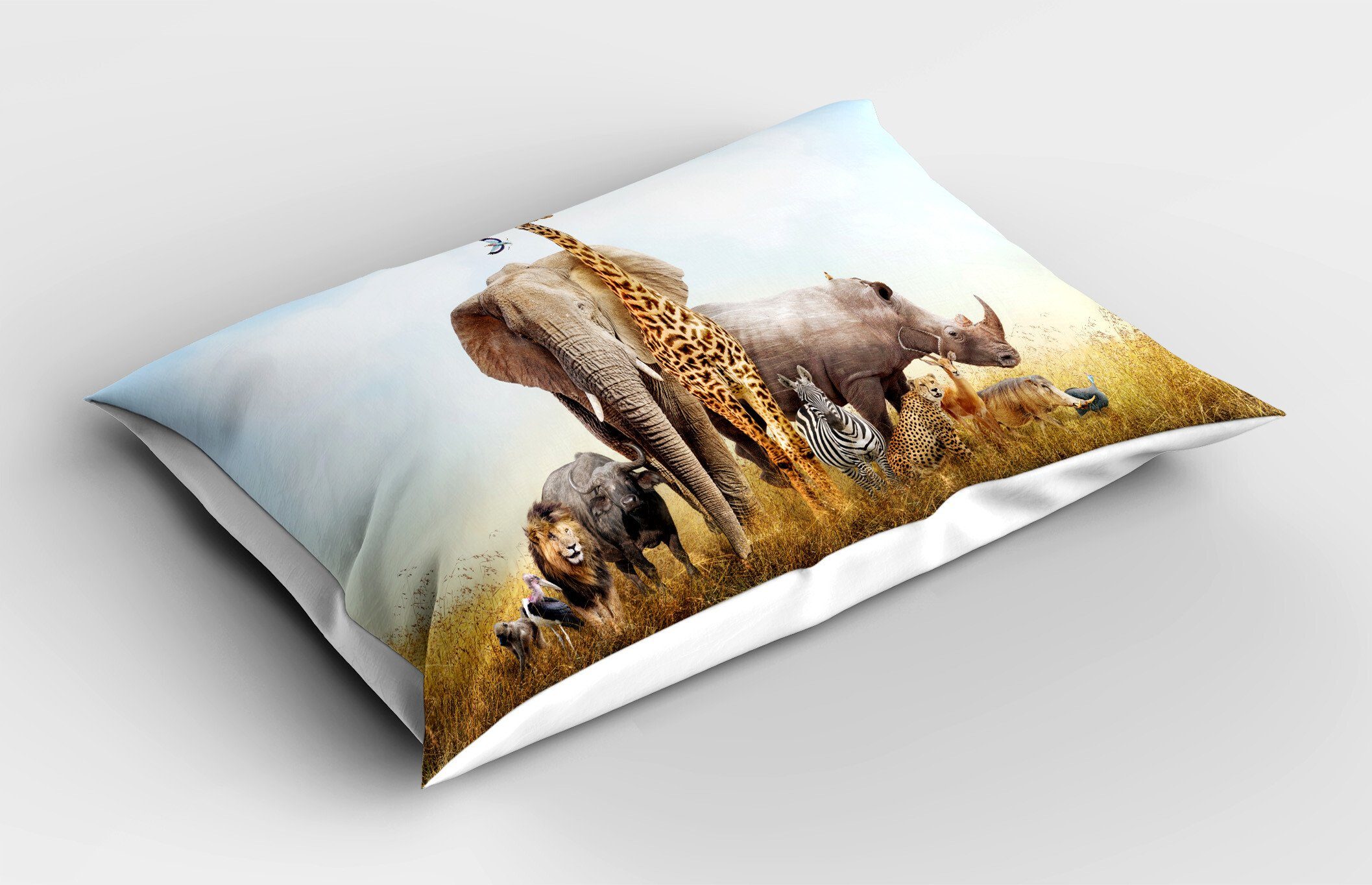 Kissenbezüge Dekorativer Standard Size Gedruckter Kopfkissenbezug, Abakuhaus (1 Stück), Giraffe Elefant Löwe-Tiger Zebra