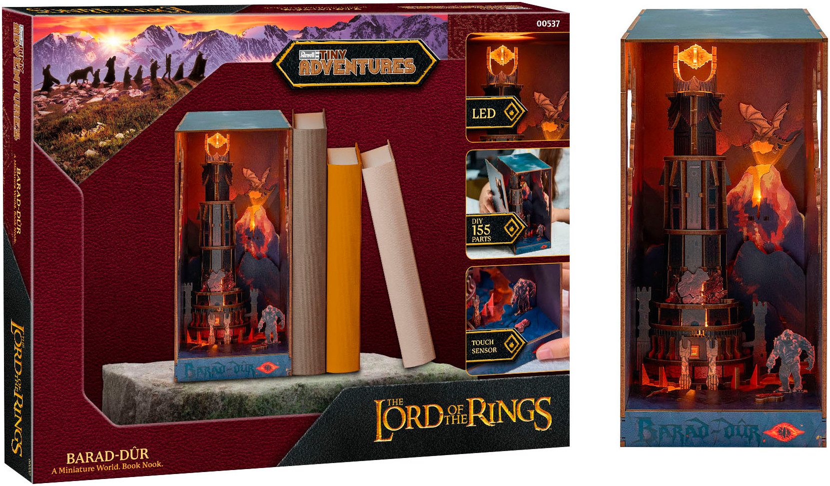 Revell® 3D-Puzzle Book Nook, Tiny Adventures Herr der Ringe Barad-Dûr, 155 Puzzleteile, Buchstütze; mit LED-Beleuchtung