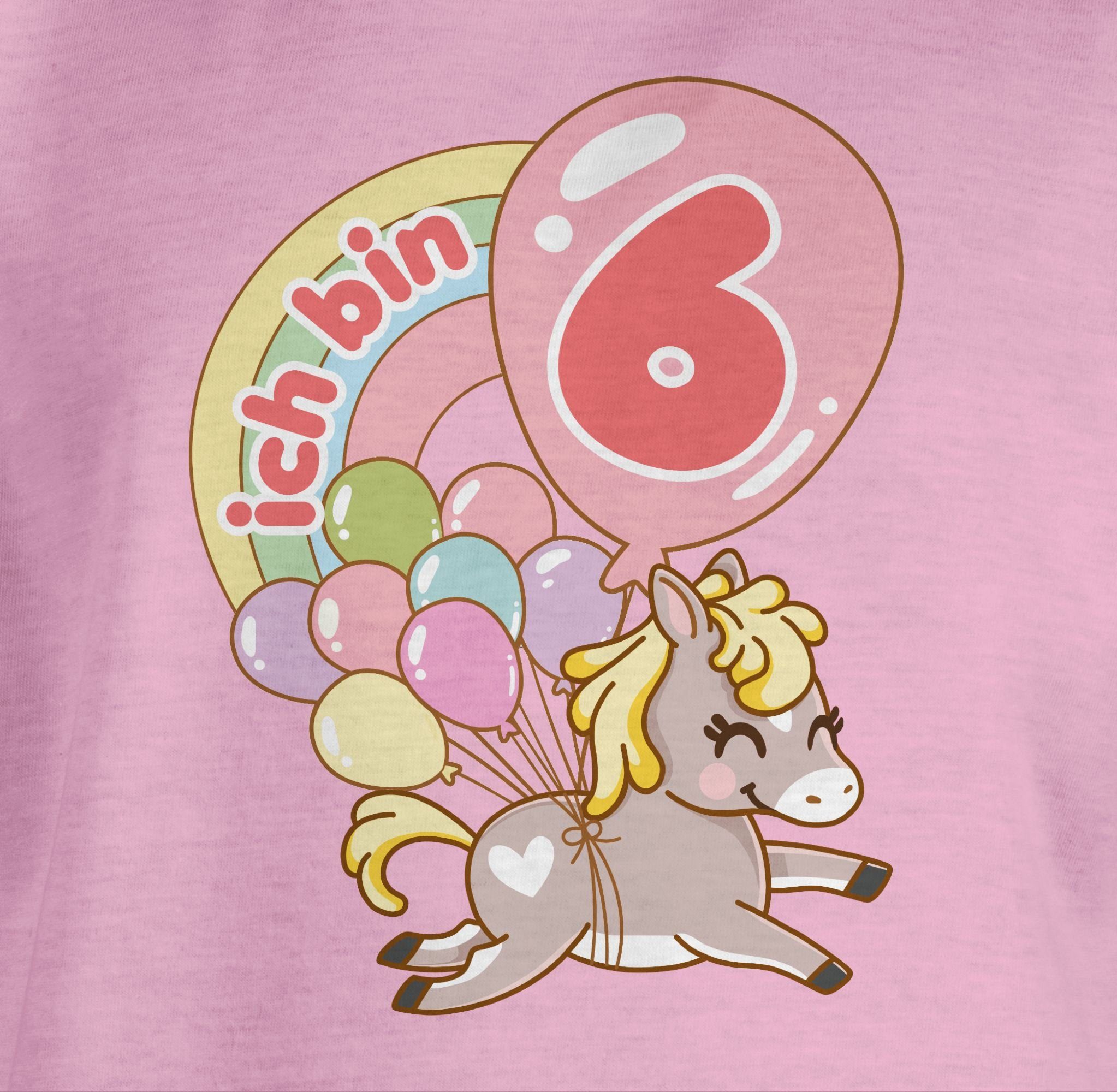Luftballons - Rosa Pferd 2 mit Geburtstag Shirtracer T-Shirt 6. bin Ich sechs
