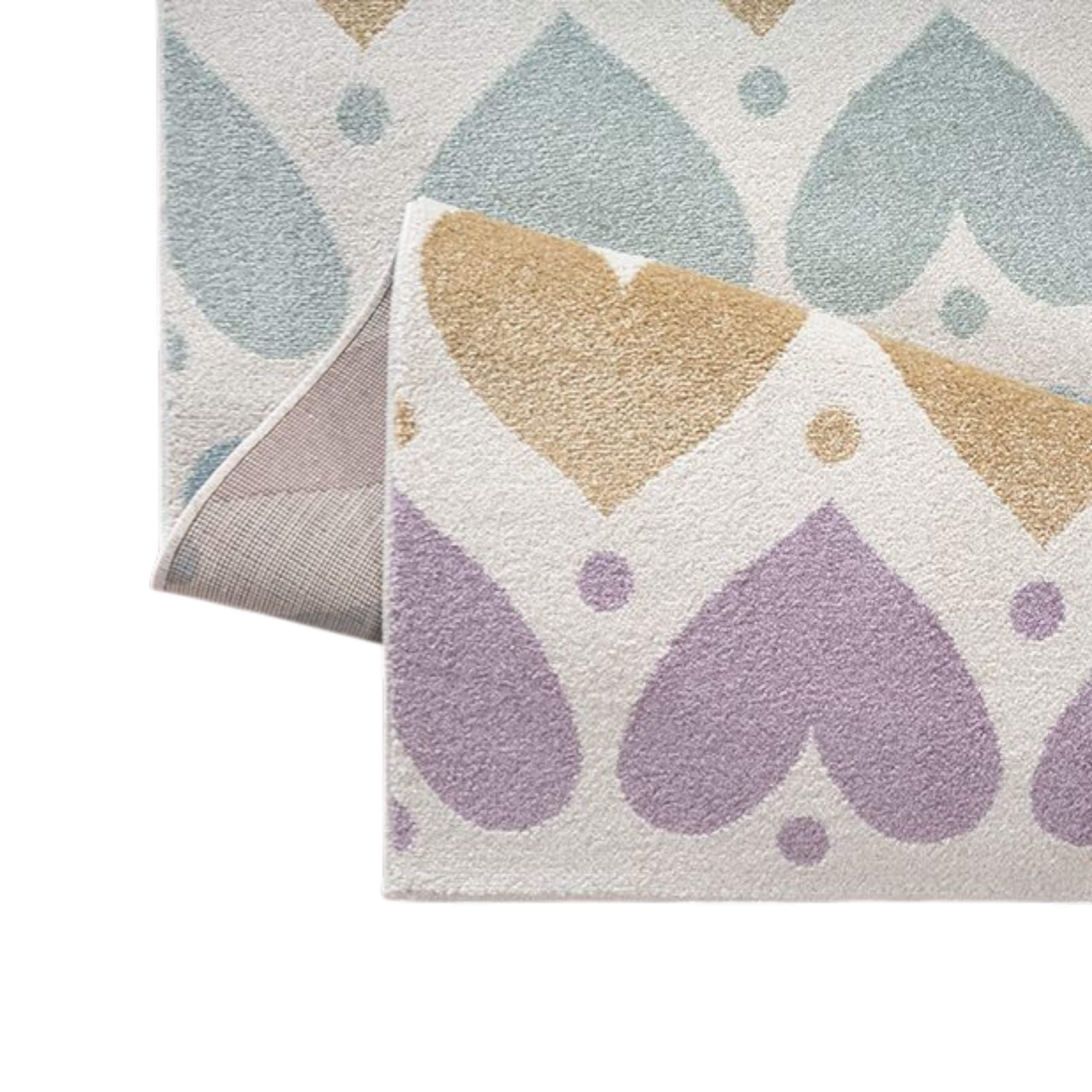 Carpetia Kinderteppich Kinderzimmerteppich mit Pastell-Herzen – gemütlich & pflegeleicht, rechteckig, Höhe: 6 mm