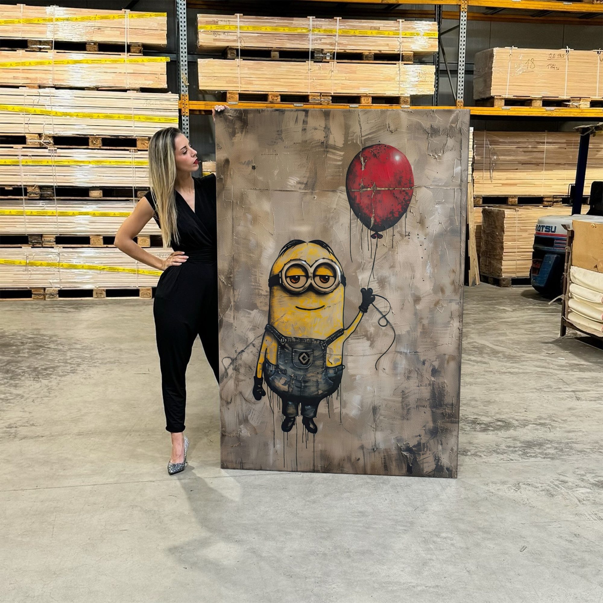 Artmazing Leinwandbild Banksy Minion, Banksy Minion, gesp. auf FSC Echtholz-Keilrahmen, in versch. Größen