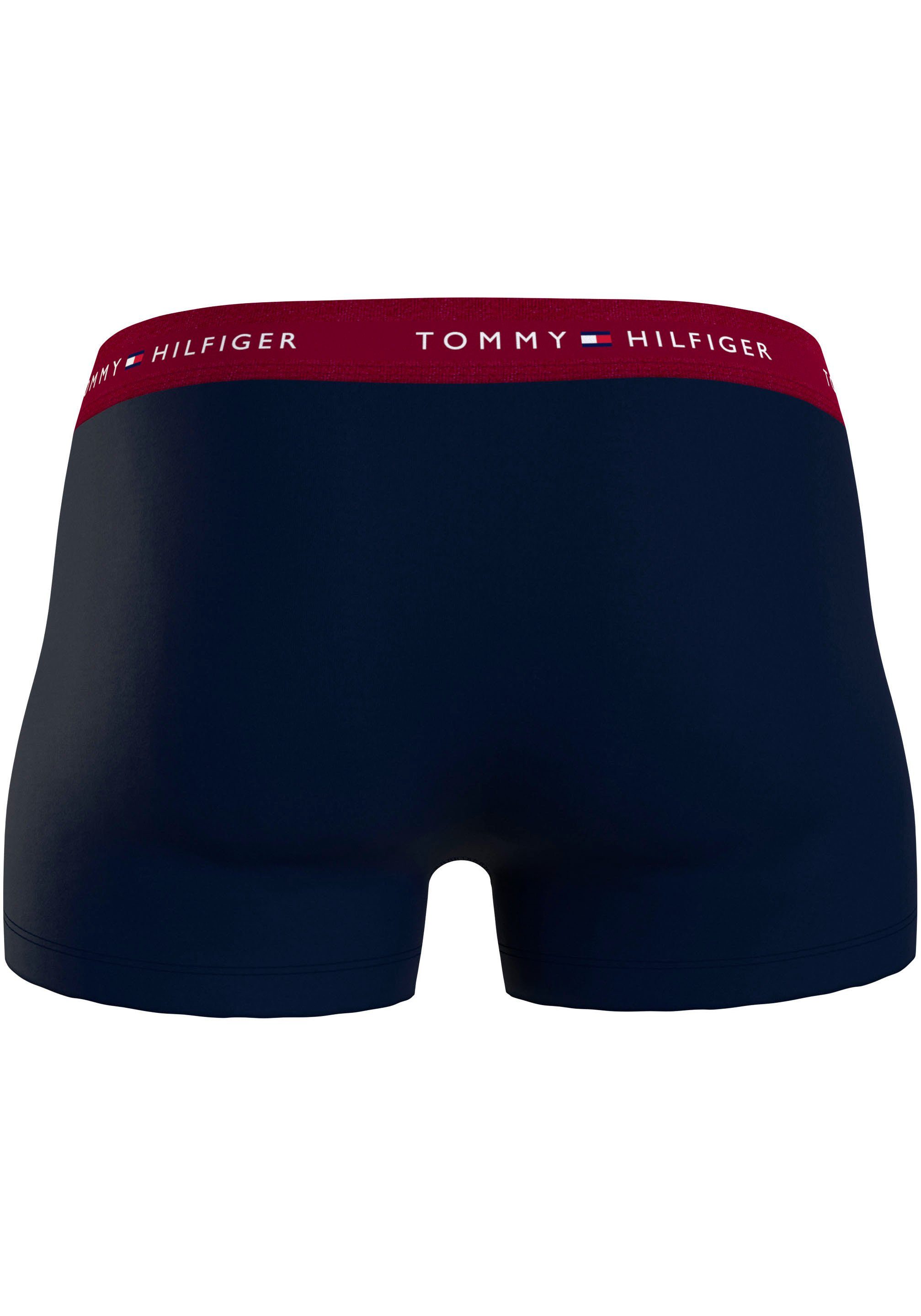 3-St., TRUNK mit Hilfiger WB Tommy 3P green/desert rouge/nouveau sky Trunk Underwear (Packung, Logo-Elastikbund 3er-Pack)