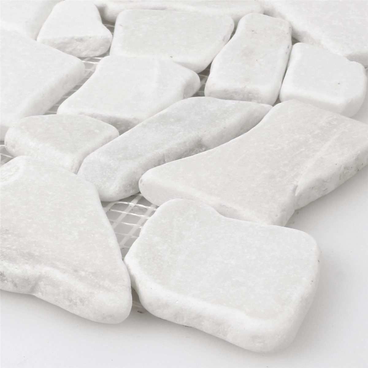 Mosafil Mosaikfliesen Marmor Bruch Naturstein Mosaikfliesen Montelago Weiss, Naturstein-Marmor 31.500x31.500, weiß, Verlegefertig auf ein Netz geklebt - Frostsicher - Wasserfest -