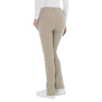 Ital-Design High-waist-Jeans Damen Freizeit Stretch High Waist Jeans in Beige