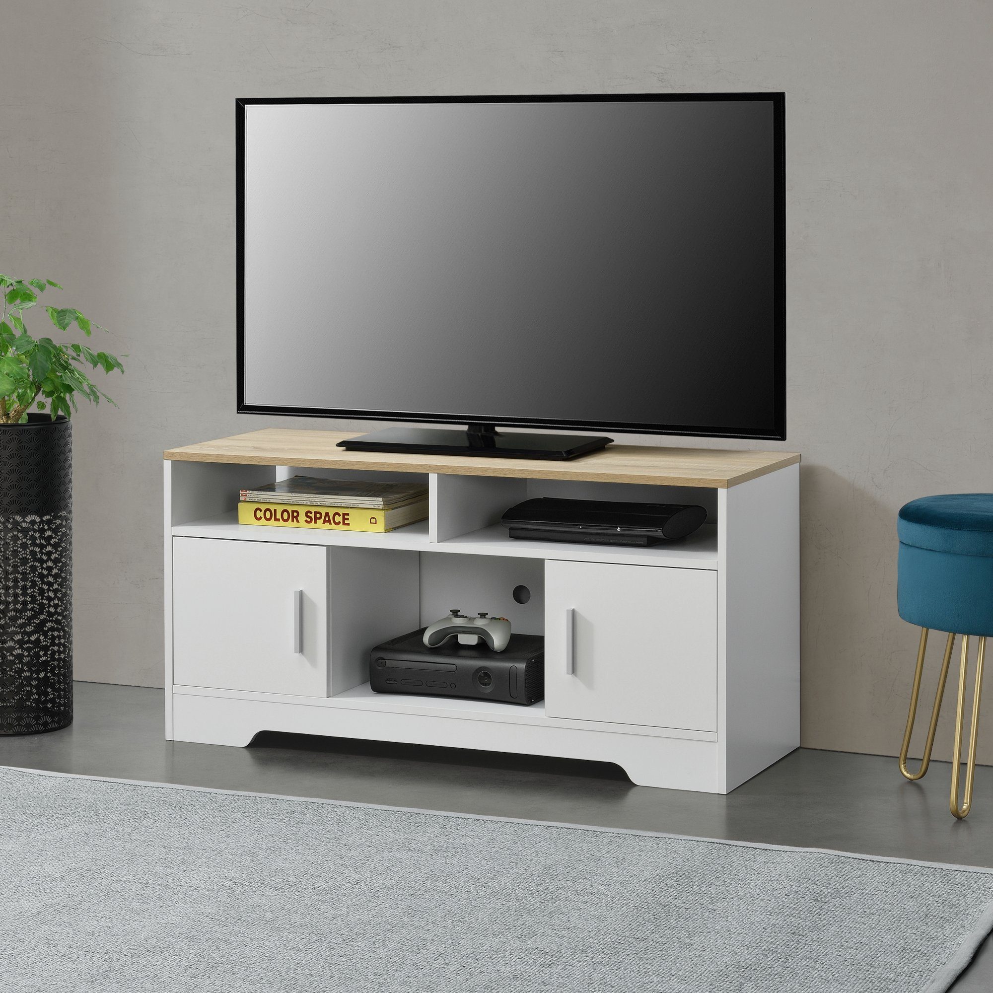 RGB LED TV Schrank Lowboard Unterschrank Fernsehschrank Fernsehtisch TV Möbel 