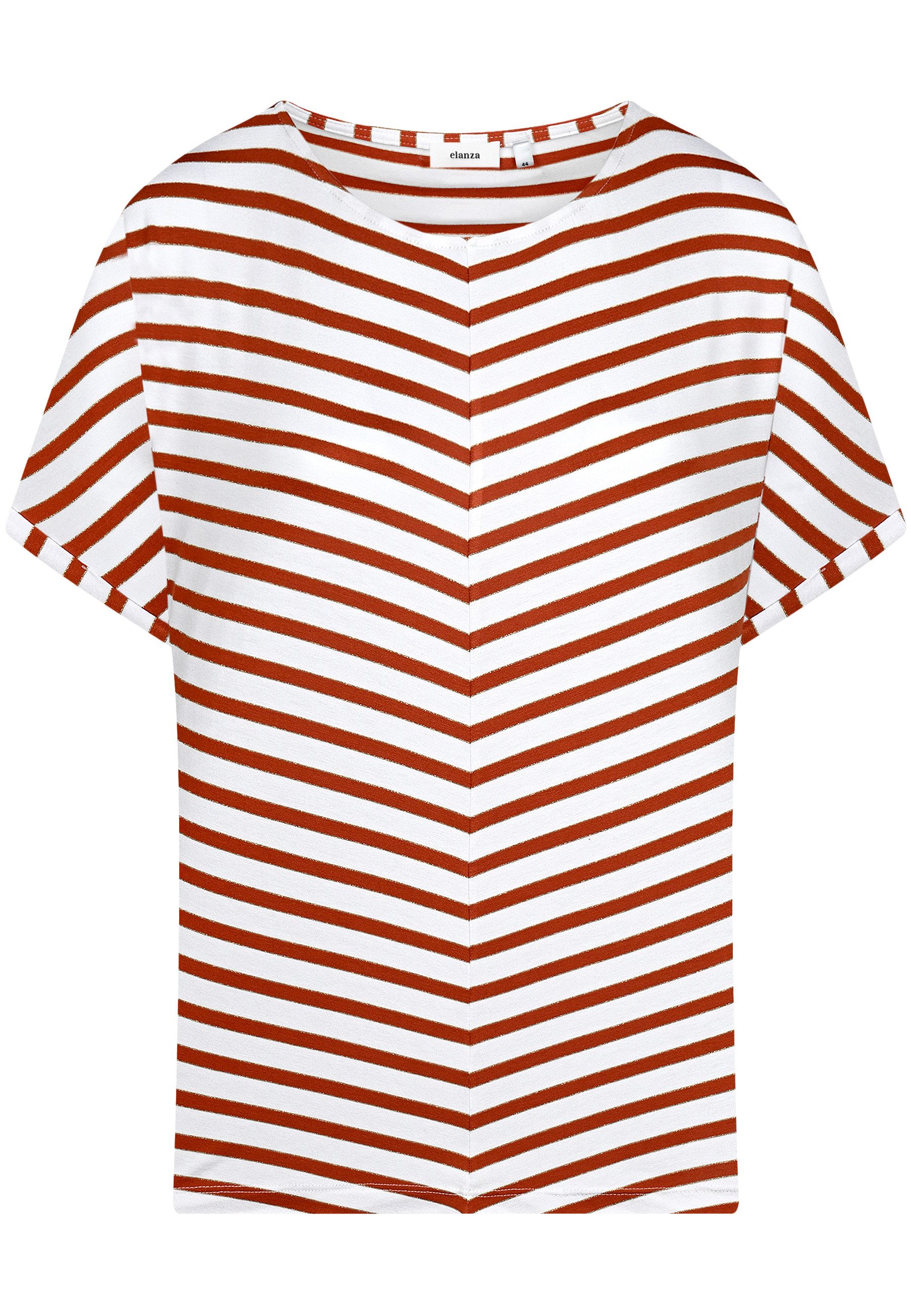elanza T-Shirt Shirt V Stripes - 14/terra-white (1-tlg)
