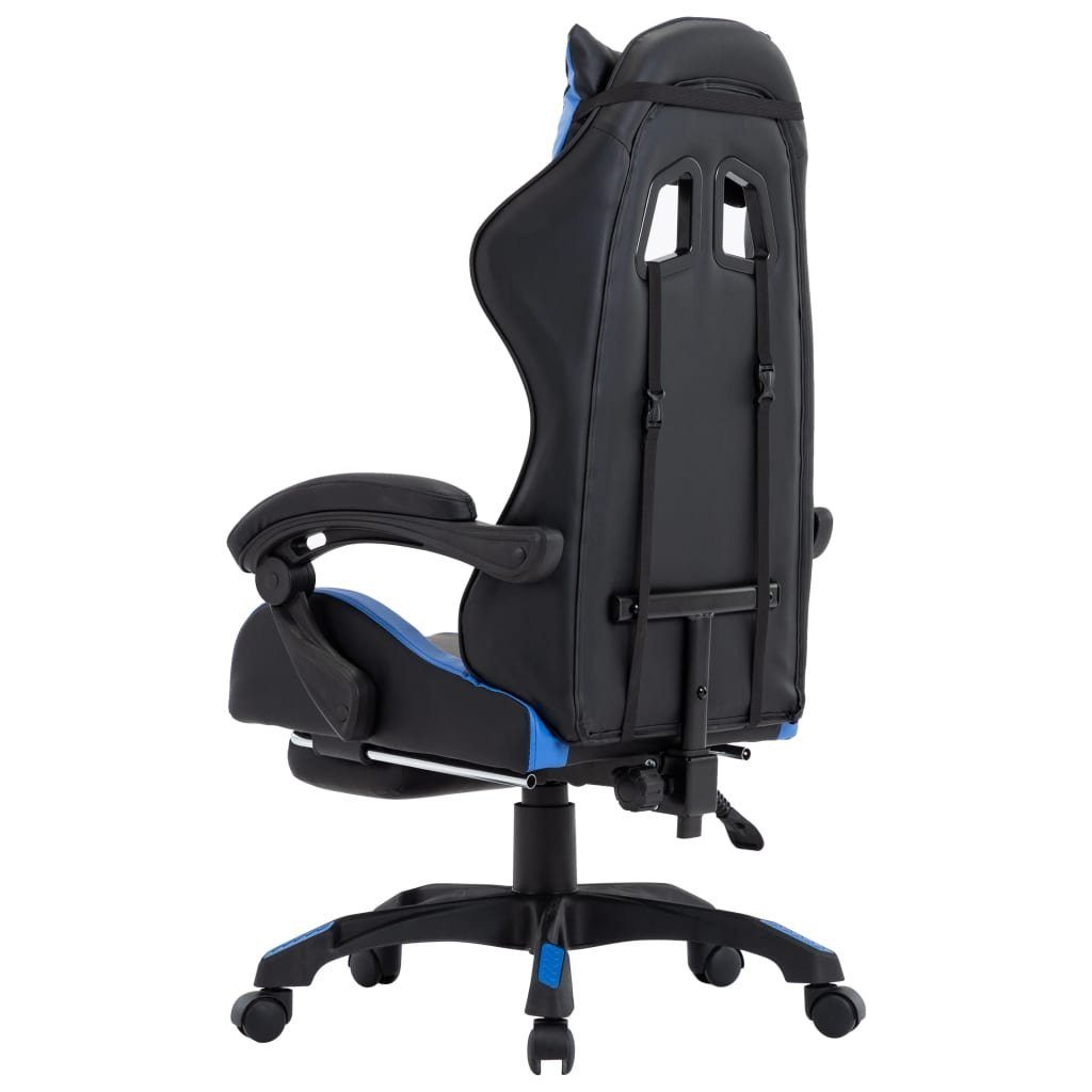 vidaXL Bürostuhl Gaming-Stuhl mit Fußstütze St) Blau und Schwarz (1 Blau Schwarz Schwarz | Blau Kunstleder und und