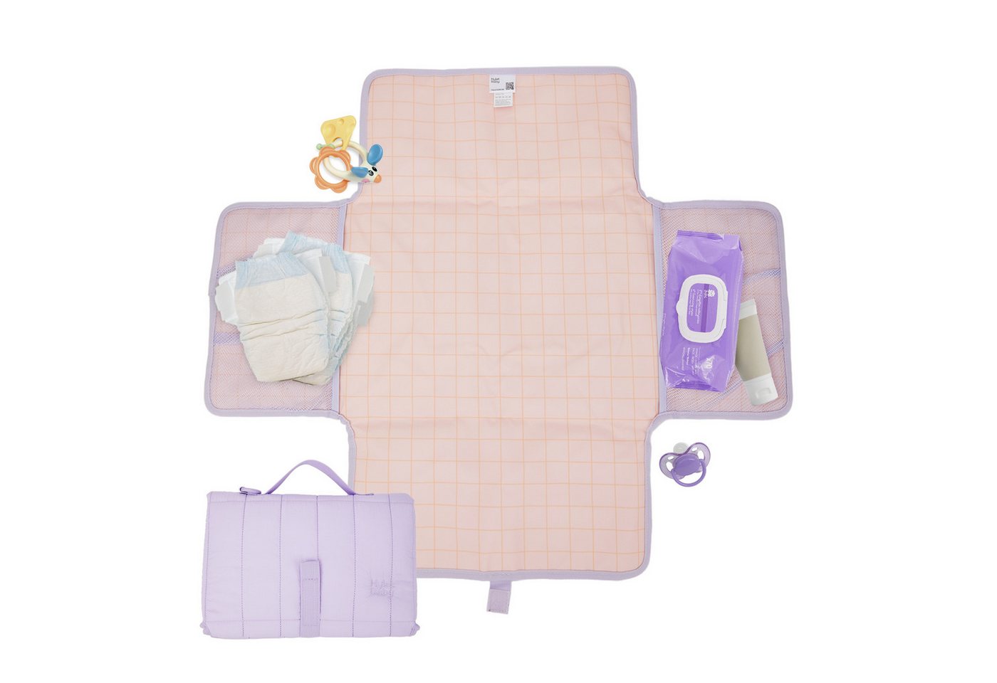 Hylat Baby Wickelauflage Faltbare Wickelunterlage für Unterwegs - Reise-Wickelmatte – Violett (1-tlg), Tragbare Wickelunterlage - faltbar, wasserabweisend - Violett