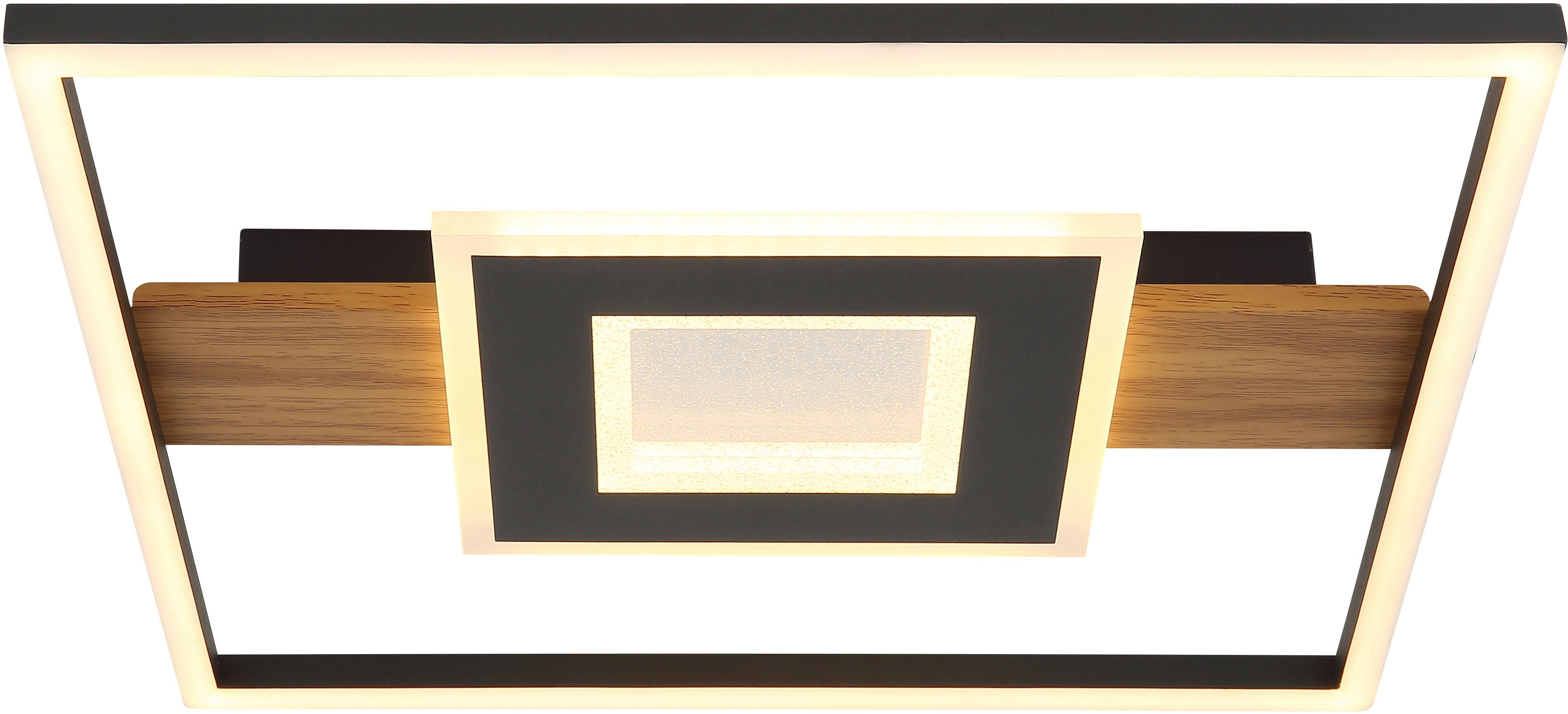 GLOBO LIGHTING LED Deckenleuchte PIKARA, LED fest integriert, Warmweiß, Deckenlampe/holzoptik/Acrylkristalle klar/modern