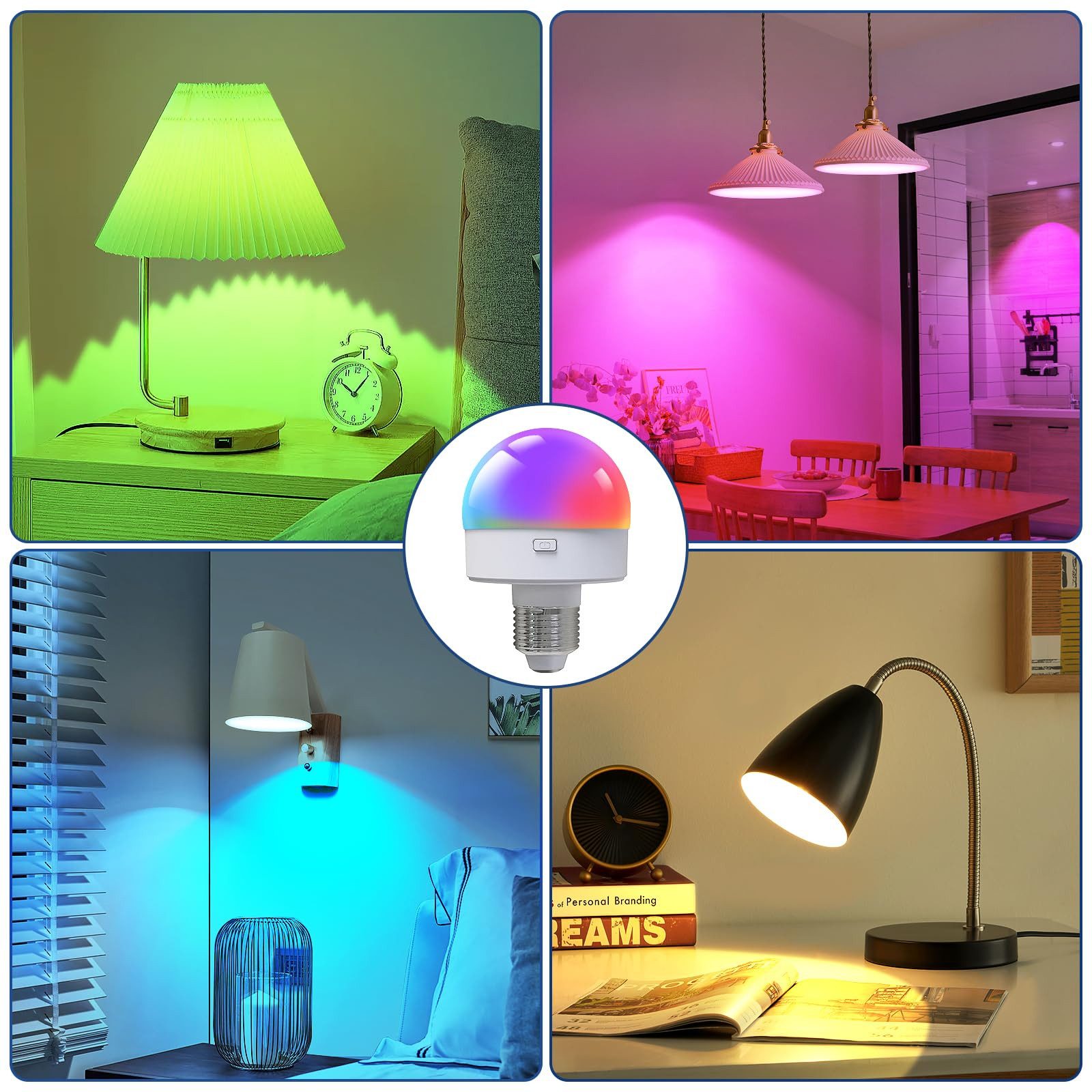MUPOO LED-Leuchtmittel Glühbirne mit Fernbedienung,4w, E27, E26, 1 St., 15 Farbtemperaturen,USB/Batteriebetriebene,Timer,IP44