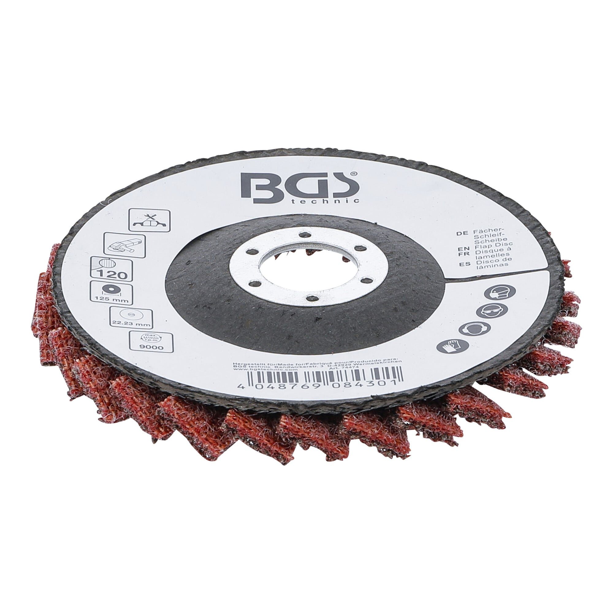 BGS technic Fächerscheibe BGS Fächer-Schleif-Scheibe, Vlies, Ø 125 mm, Körnung 120