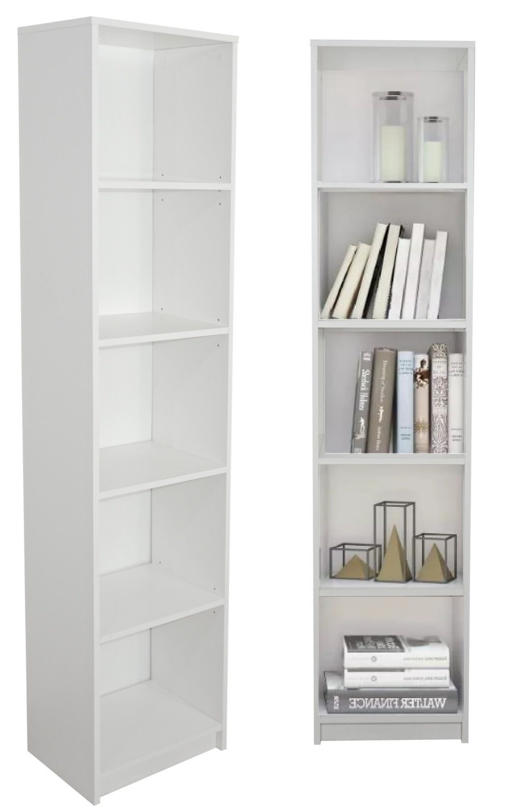 Home Collective Bücherregal Aktenregal Standregal Raumteiler mit 5 offenen Fächern aus MDF Holz, in weiß, Breite 40 cm