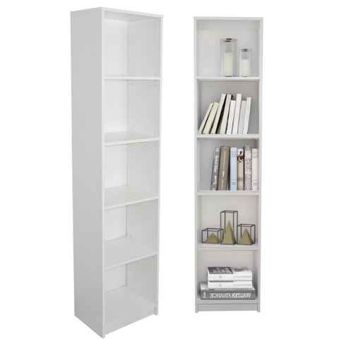 Home Collective Bücherregal Aktenregal Standregal Raumteiler mit 5 offenen Fächern aus MDF Holz, in weiß, Breite 40 cm