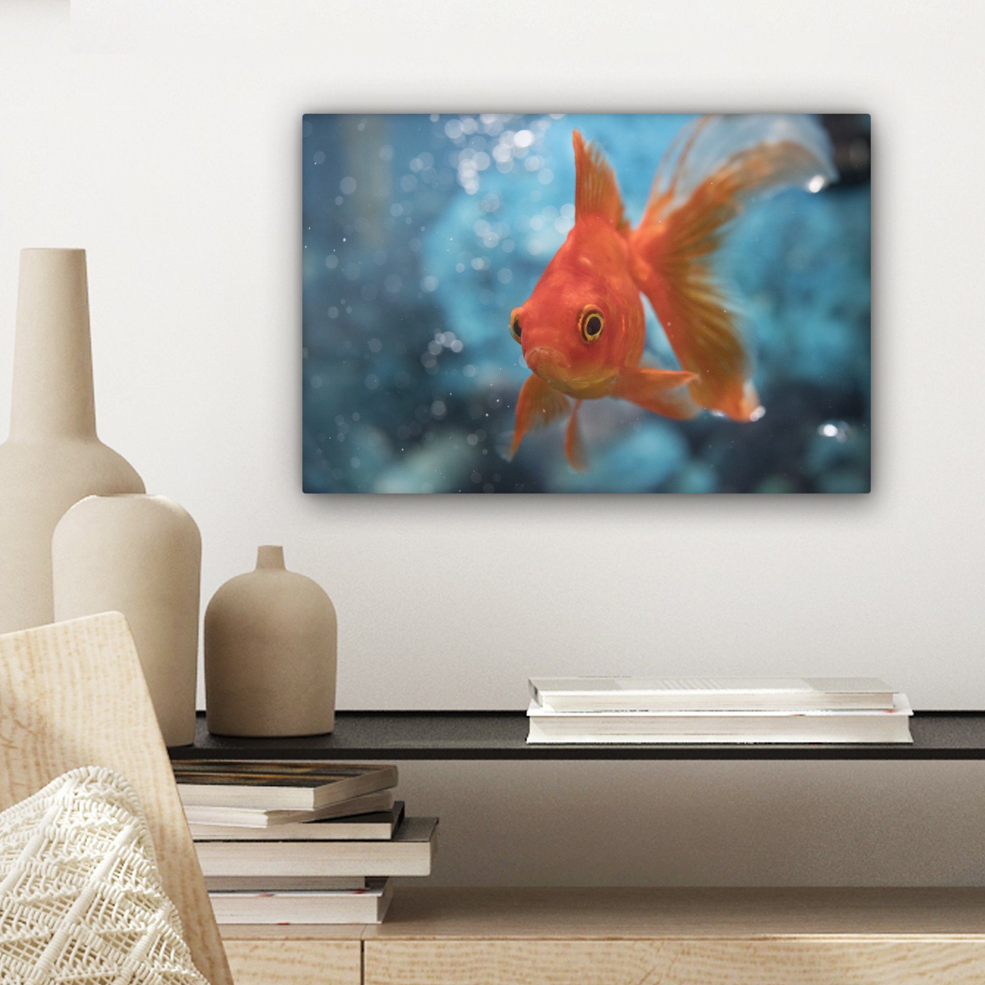 - - Wanddeko, St), Leinwandbild (1 cm Goldfisch Wasser Wandbild OneMillionCanvasses® Aufhängefertig, 30x20 Orange, Leinwandbilder,