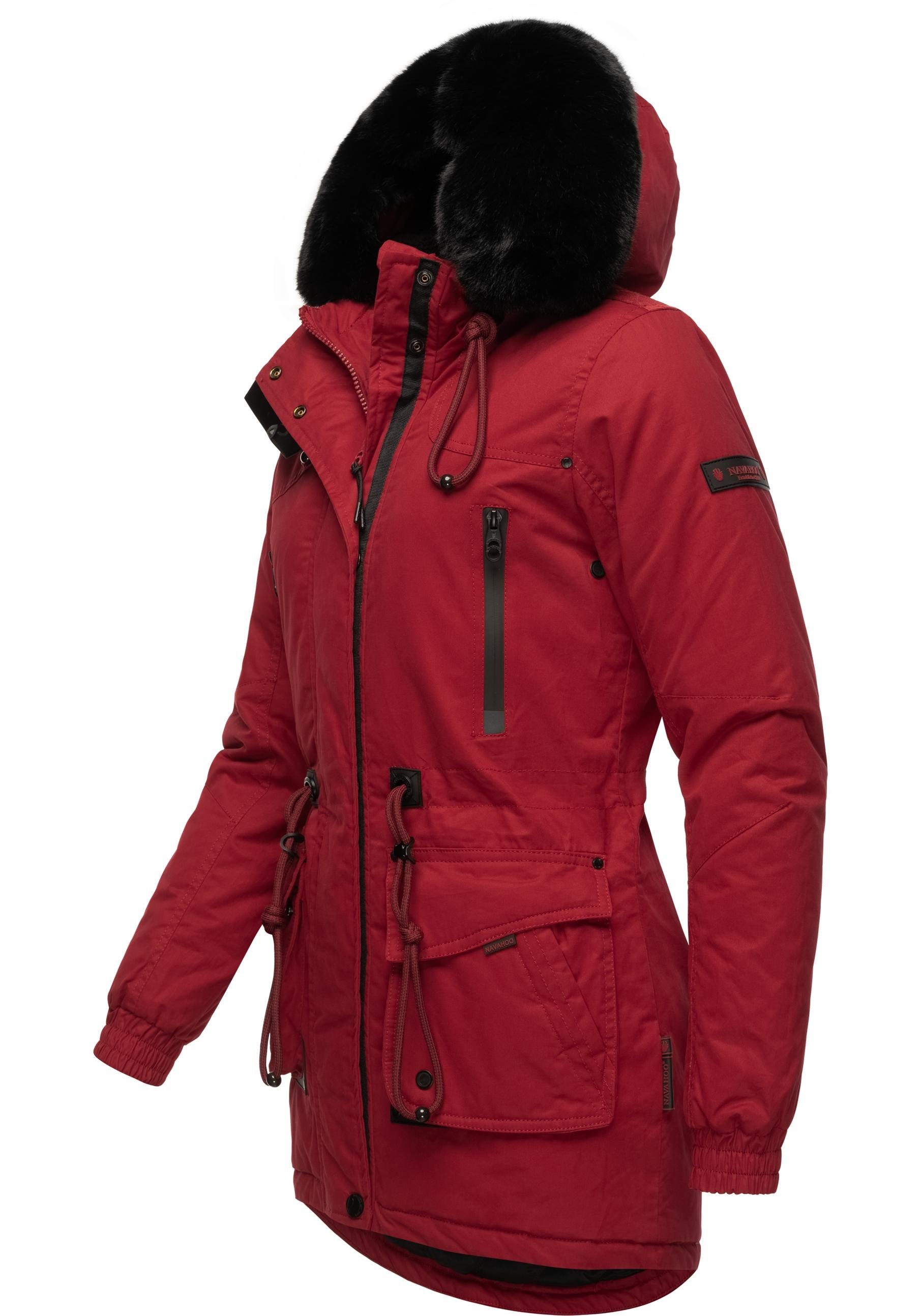 Wintermantel Marikoo Baumwoll-Parka Sportlicher für den blutrot Winter Olessaa