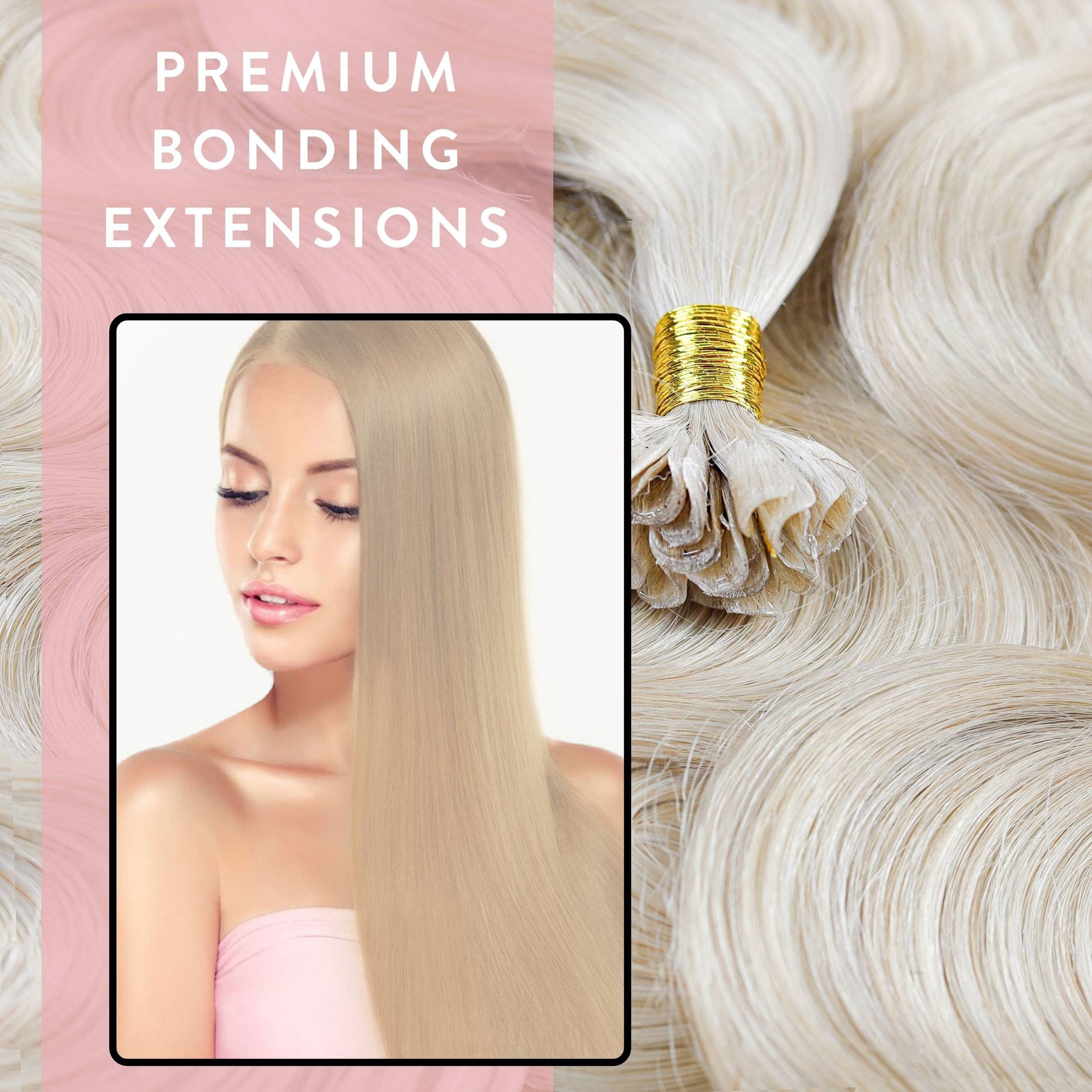 hair2heart Echthaar-Extension Premium Bondings gewellt #10/1 Hell-Lichtblond Asch 40cm