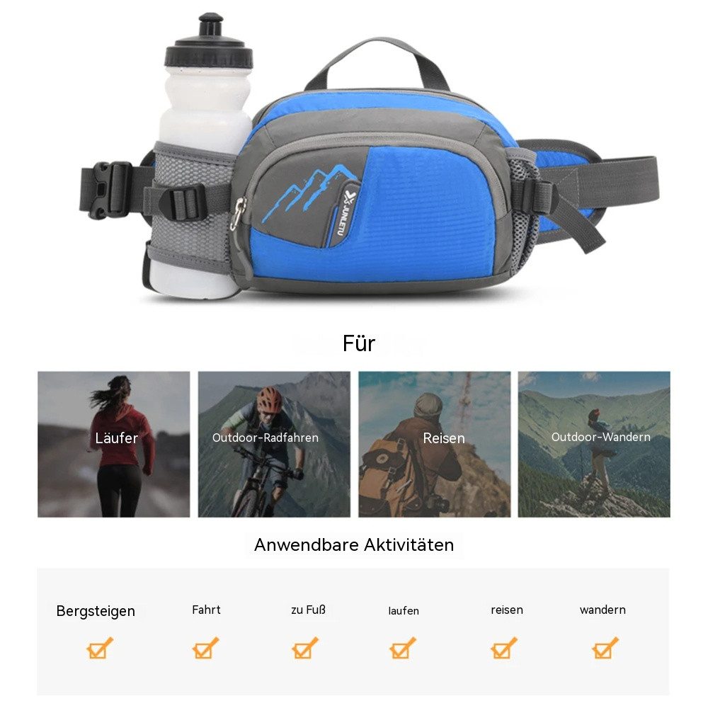 Blusmart Gürteltasche Laufgürtel, Geldbörse, Handytasche (Nylon-Sling-Hüfttasche mit Flaschenhalter, Multifunktional wasserdicht), Für Laufen, Wandern, Trinkbeutel zum Joggen