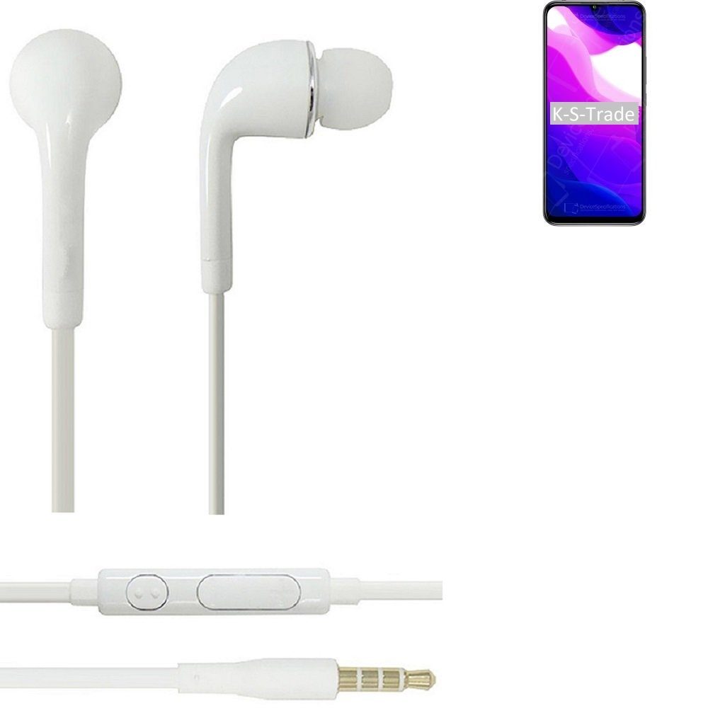 K-S-Trade für Xiaomi Mi 10 Lite 5G In-Ear-Kopfhörer (Kopfhörer Headset mit Mikrofon u Lautstärkeregler weiß 3,5mm)