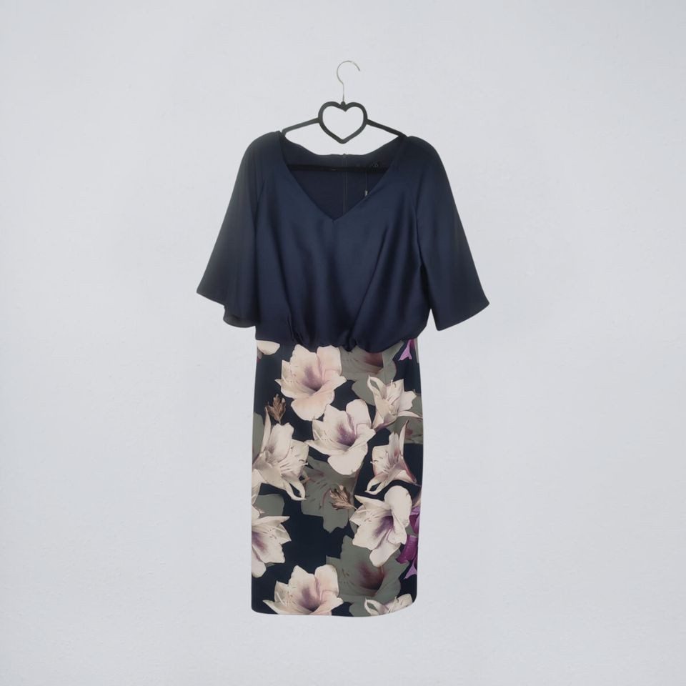 SWING Etuikleid - Anlasskleid mit Scubarock und Top in Blusenoptik
