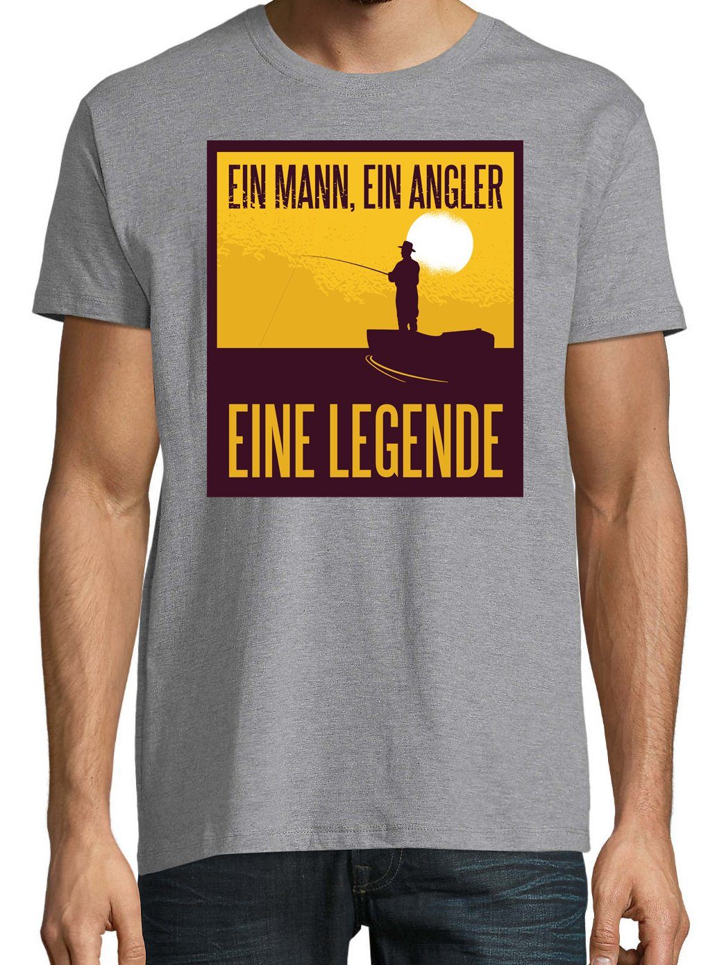 lustigem Spruch Grau Youth T-Shirt T-Shirt Herren Angler mit Designz Legende