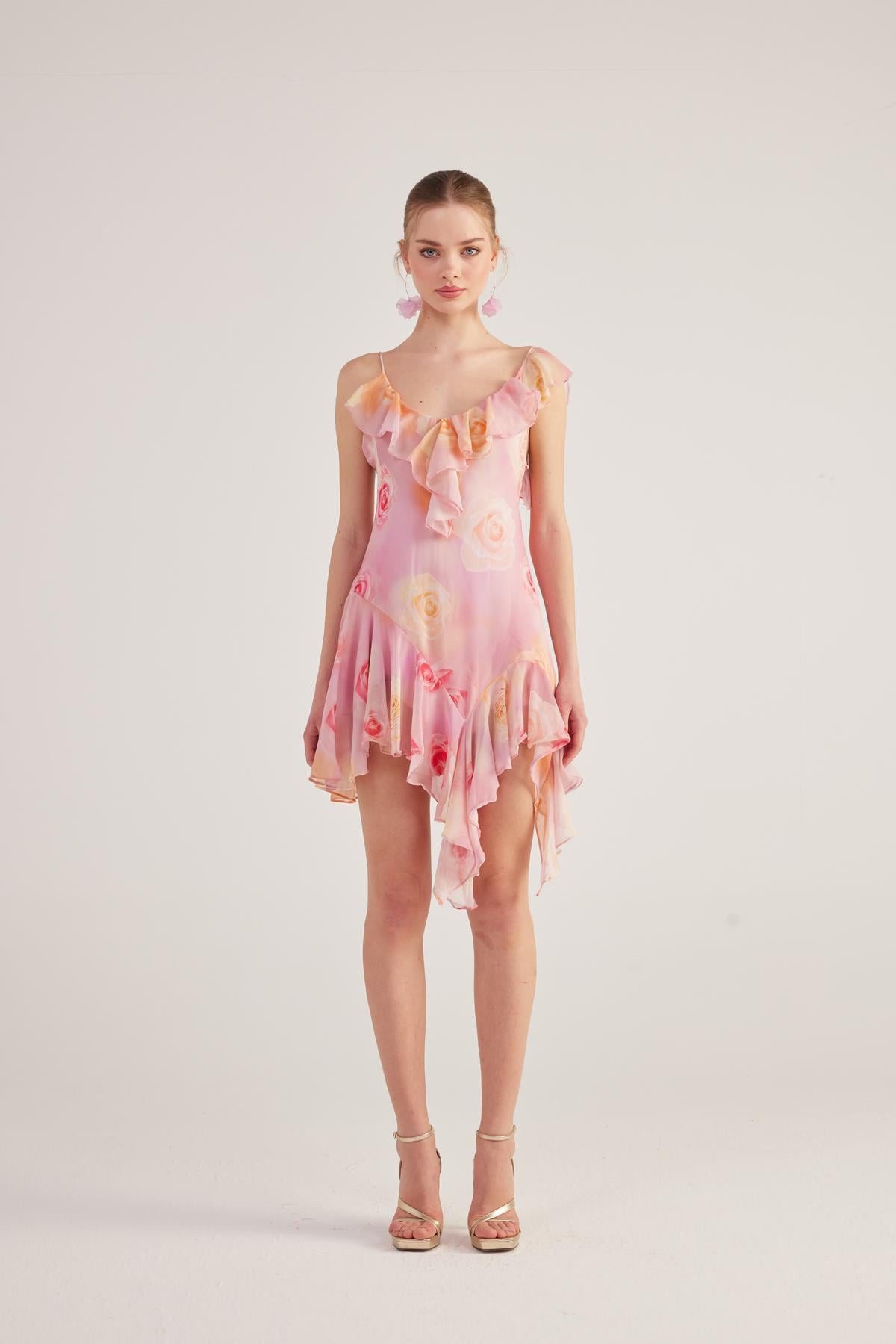 HOLLY LOLLY Midikleid Asymmetrisches Blumenkleid Gigi