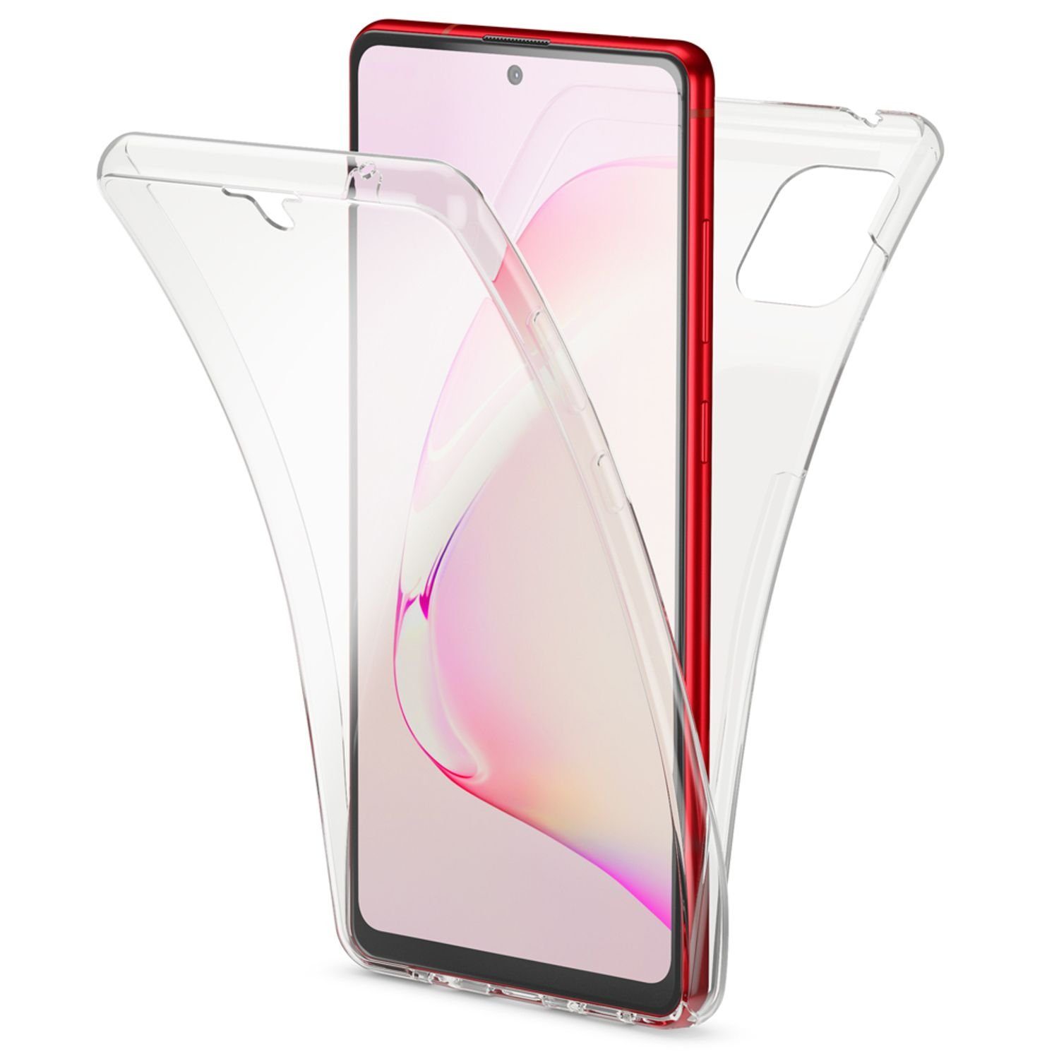 Nalia Smartphone-Hülle Samsung Galaxy Note 10 Lite, Transparente 360 Grad Silikon Hülle / Rundumschutz / Full Cover Etui