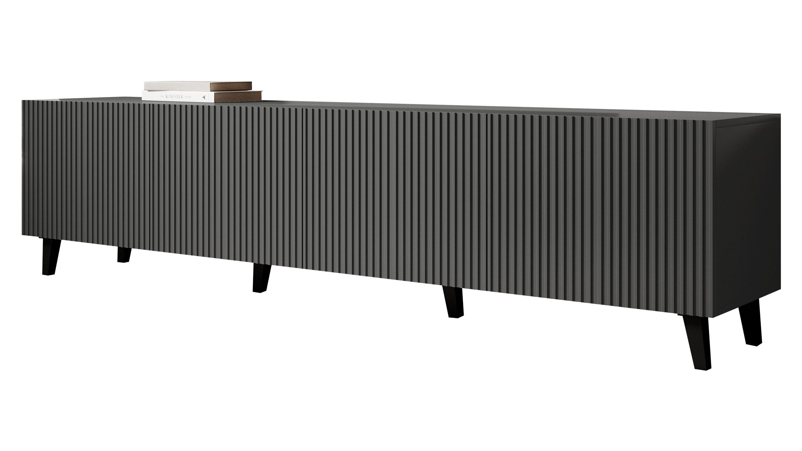 MIRJAN24 TV-Schrank Vamos Grey 200 (mit 4 Türen) Fronten gefräst, L: 201 cm günstig online kaufen