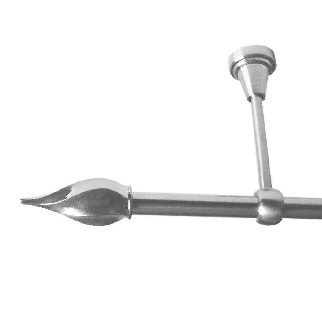 BASIT Gardinenstange Rohr Edelstahloptik 16 mm mit Deckenträgern 280 cm E14, Ø 16 mm, 1-läufig, verschraubt, Metall, D14 280 cm E14 Zwirbel