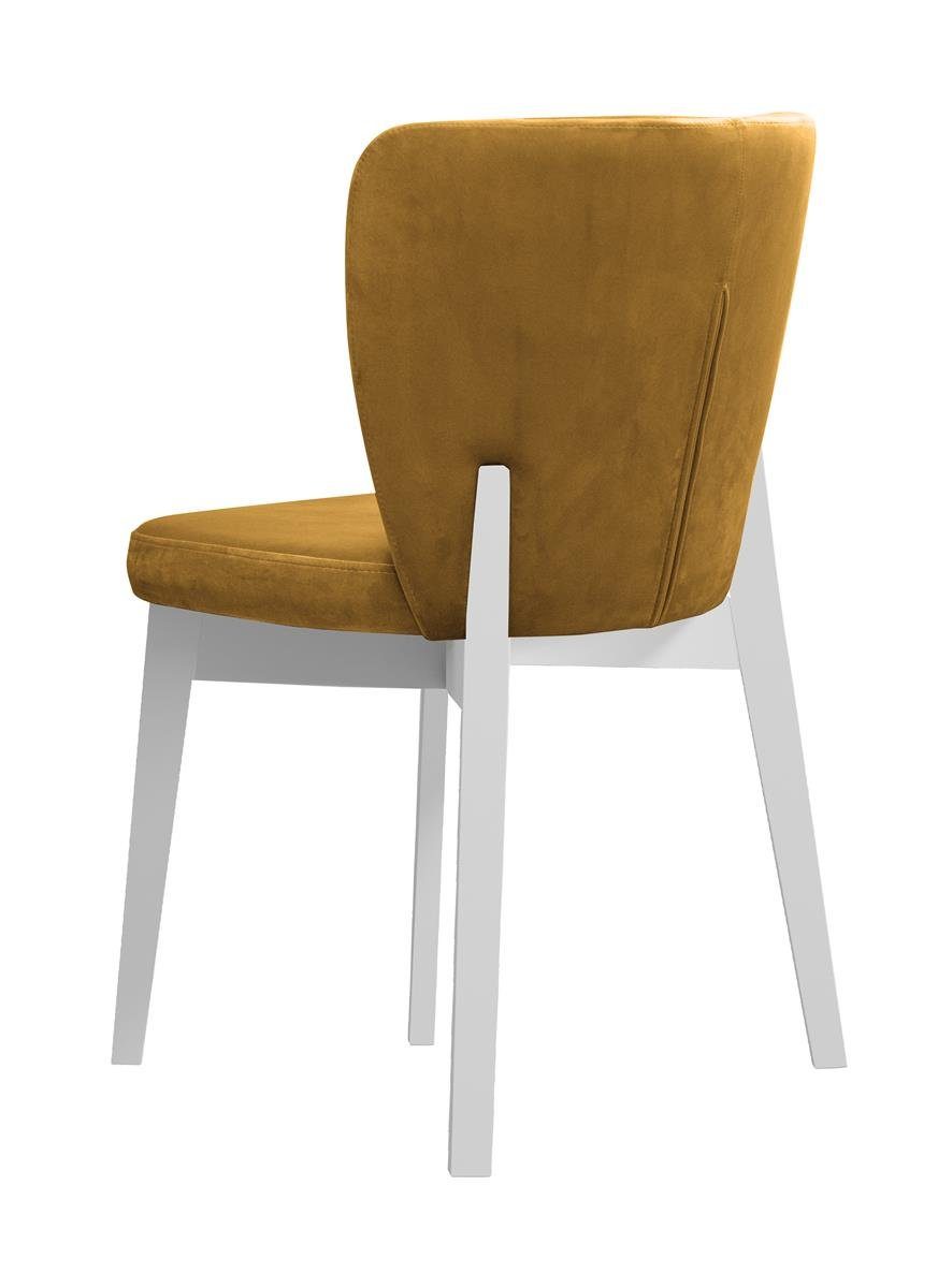 Polsterstuhl | / Holzbeine im (riviera weiß Weiß mit Velours, schwarz gepolsterte Stil, 41) (aus Relaxstuhl Gelb in Rückenlehne Stuhl buche), mit modernes Beautysofa / Madison