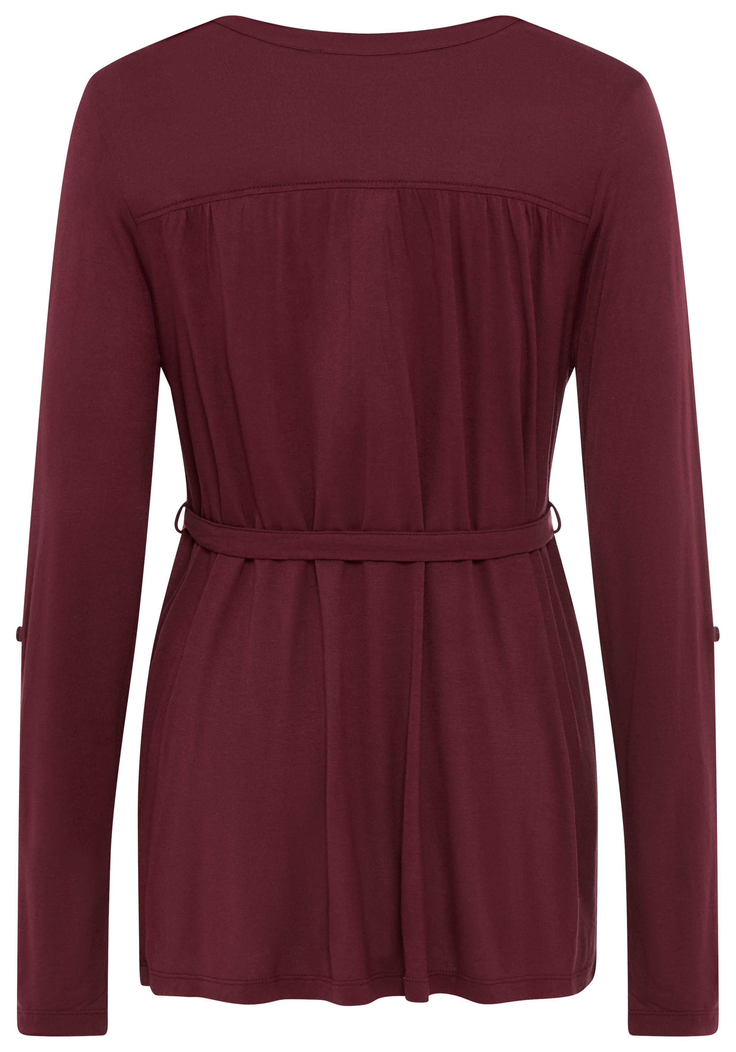 Nine-month maternity shirt, jersey blouse with tie belt, viscose maternity blouse, practical for pregnancy and afterwards